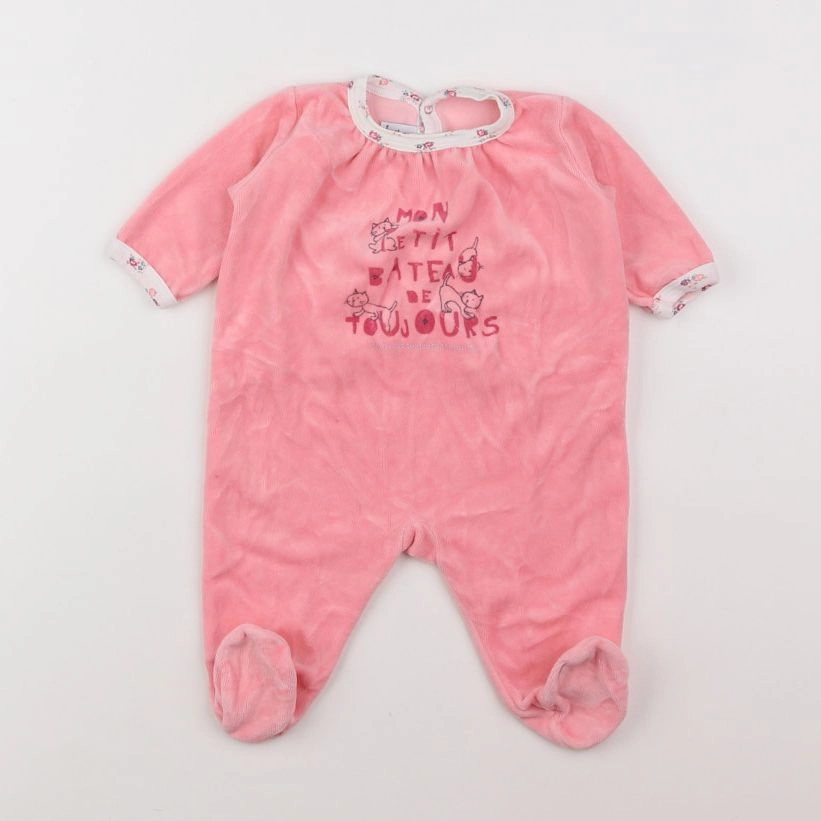 Petit Bateau - pyjama velours rose - 3 mois