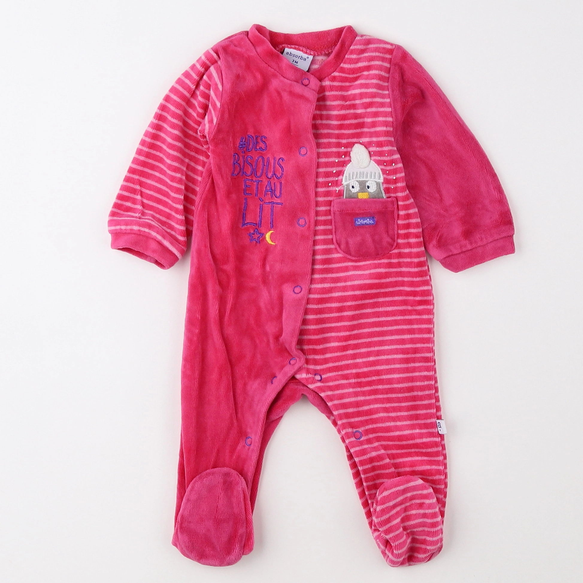 Absorba - pyjama velours rose - 3 mois