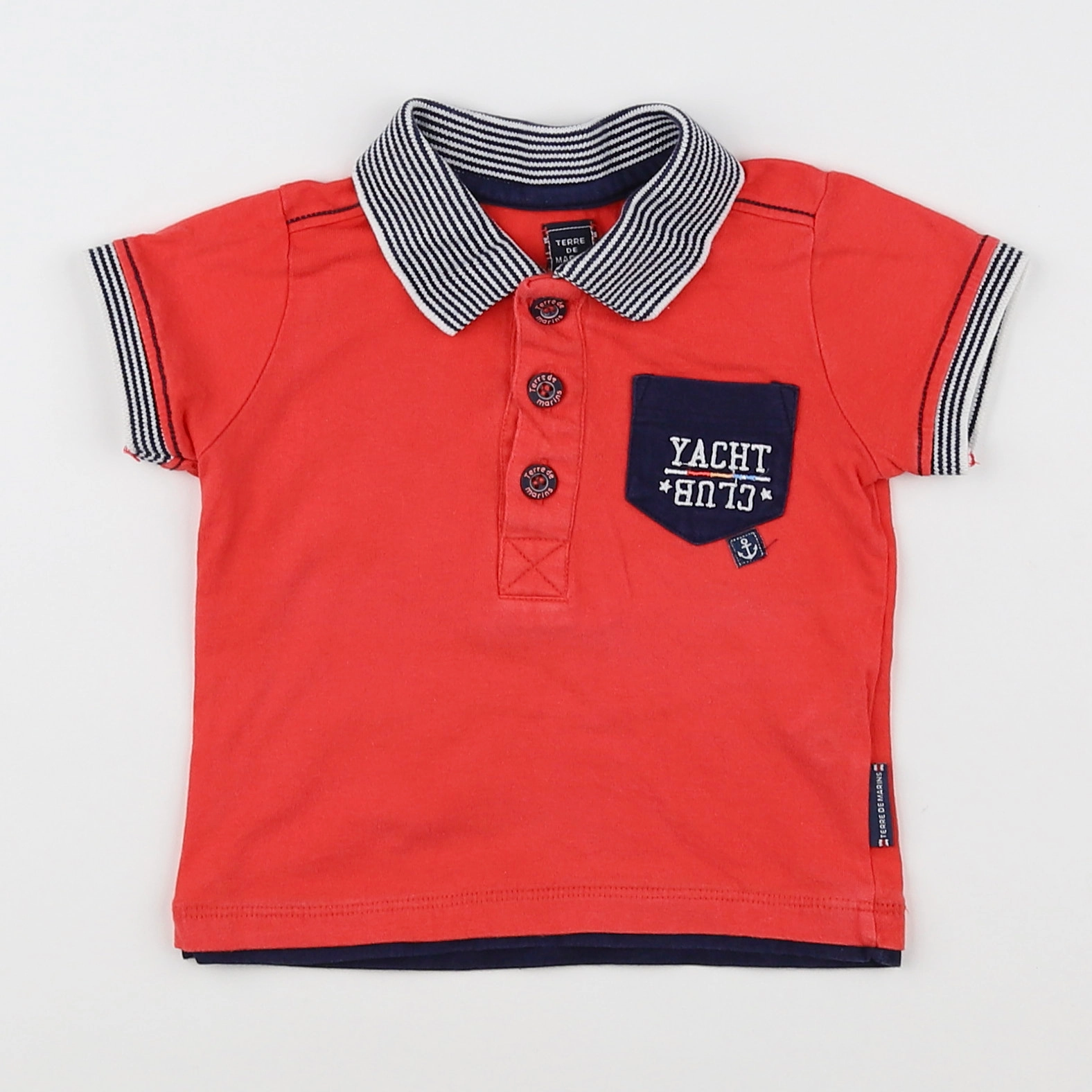 Terre de marins - polo rouge, bleu - 12 mois