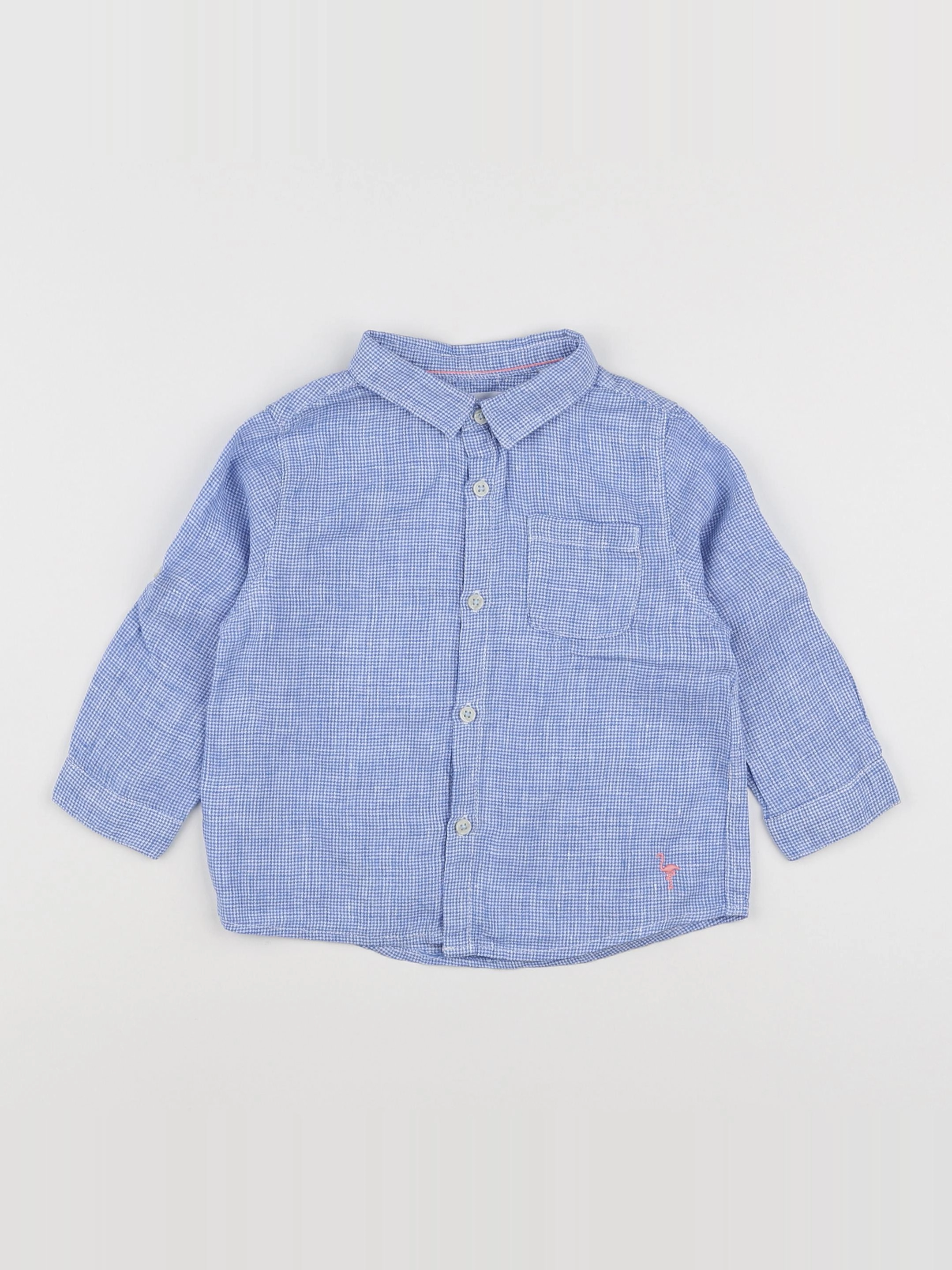Zara - chemise blanc, bleu - 6/9 mois