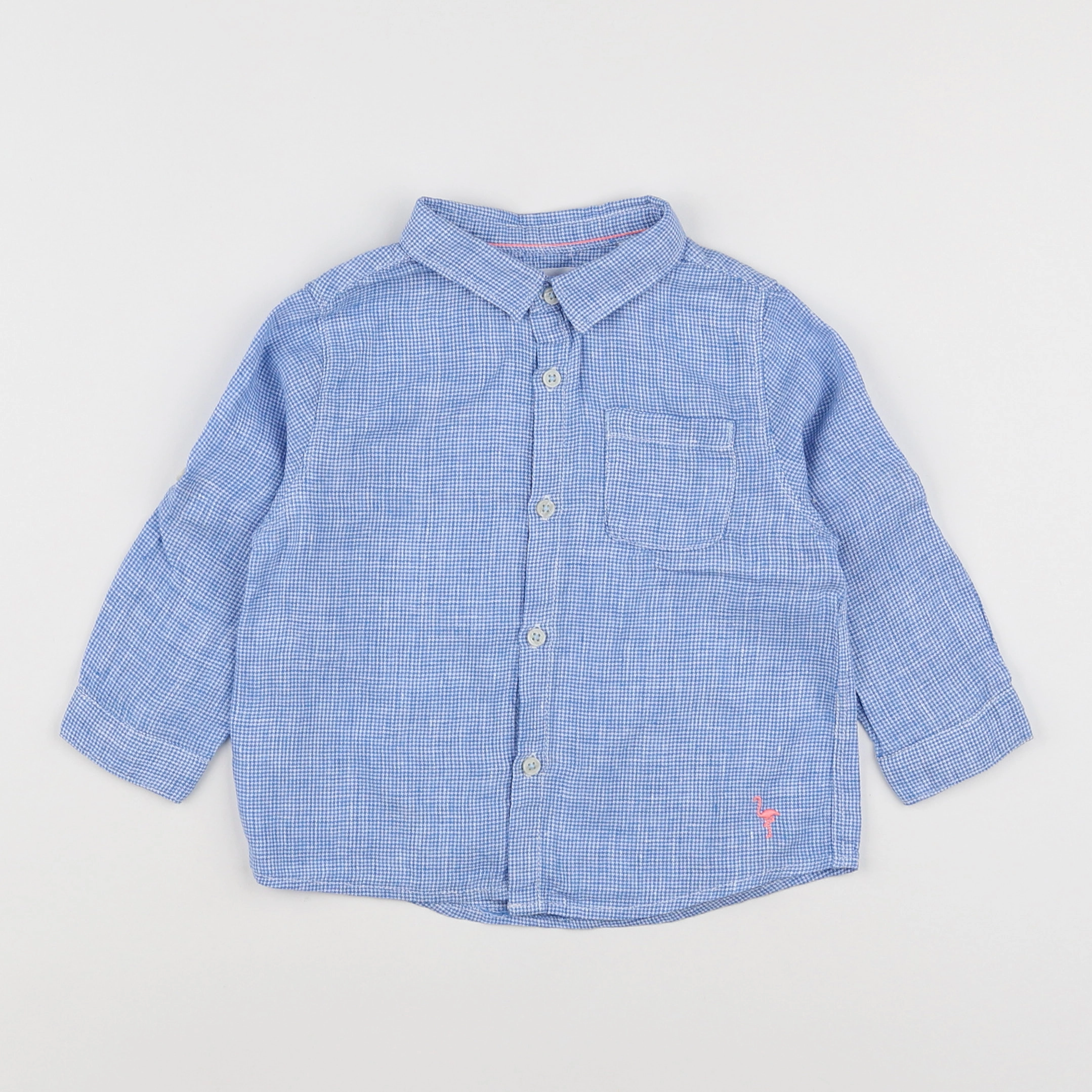 Zara - chemise blanc, bleu - 6/9 mois