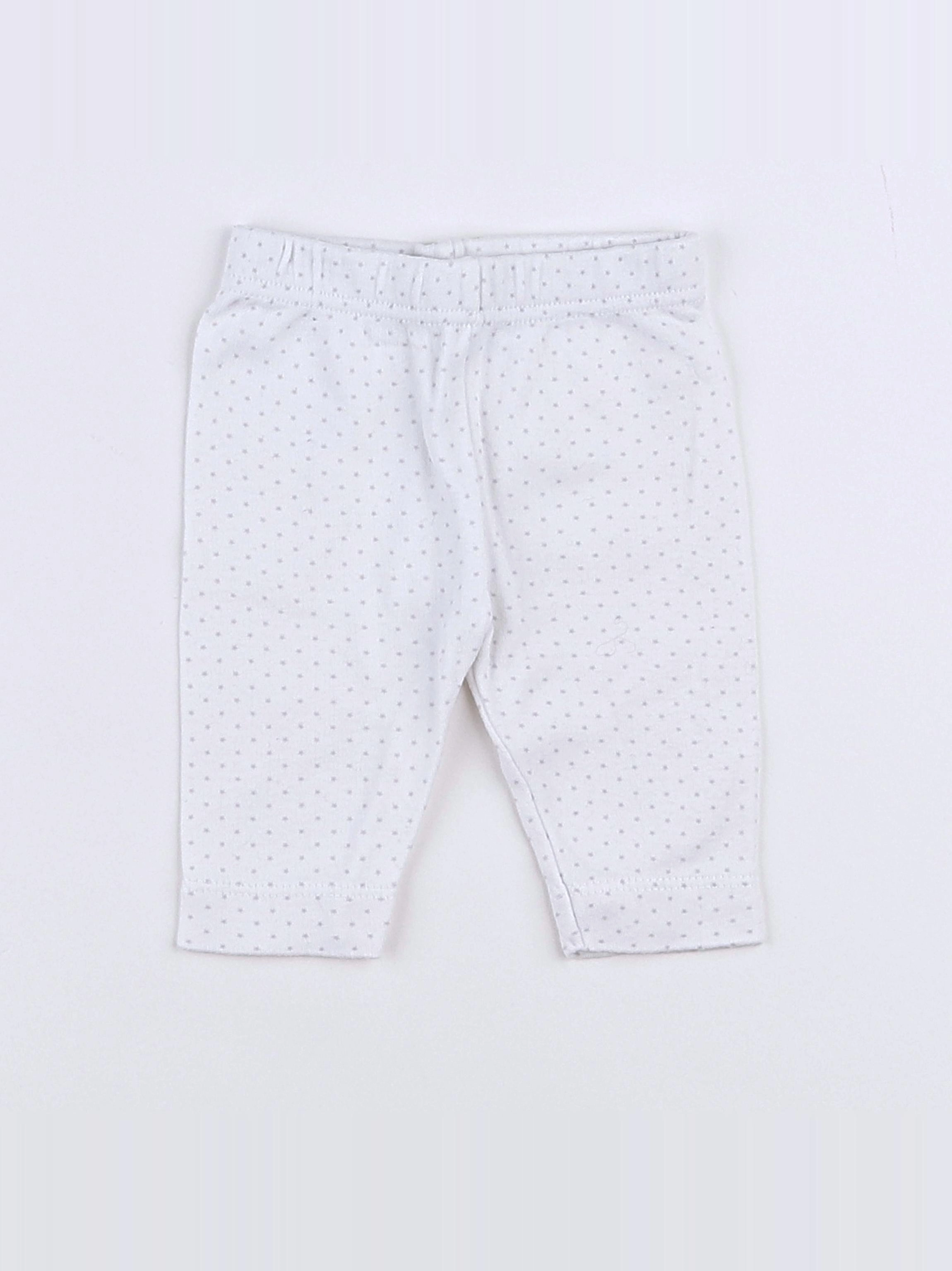 Boutchou - legging blanc, gris - 0 mois
