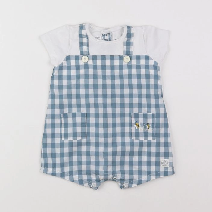 Petit Bateau - combinaison bleu, blanc - 3 mois