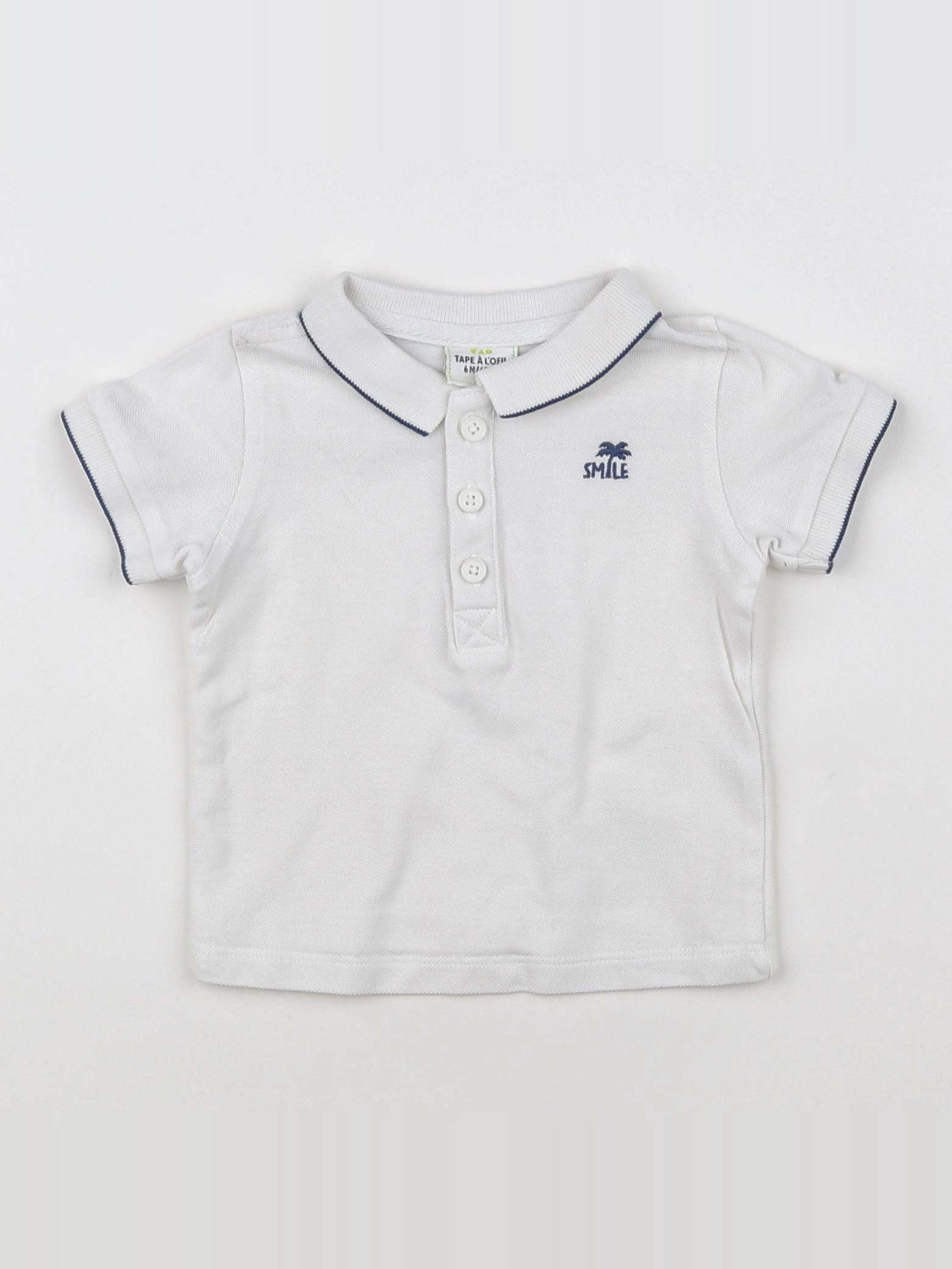 Tape à l'oeil - polo blanc, bleu - 6 mois