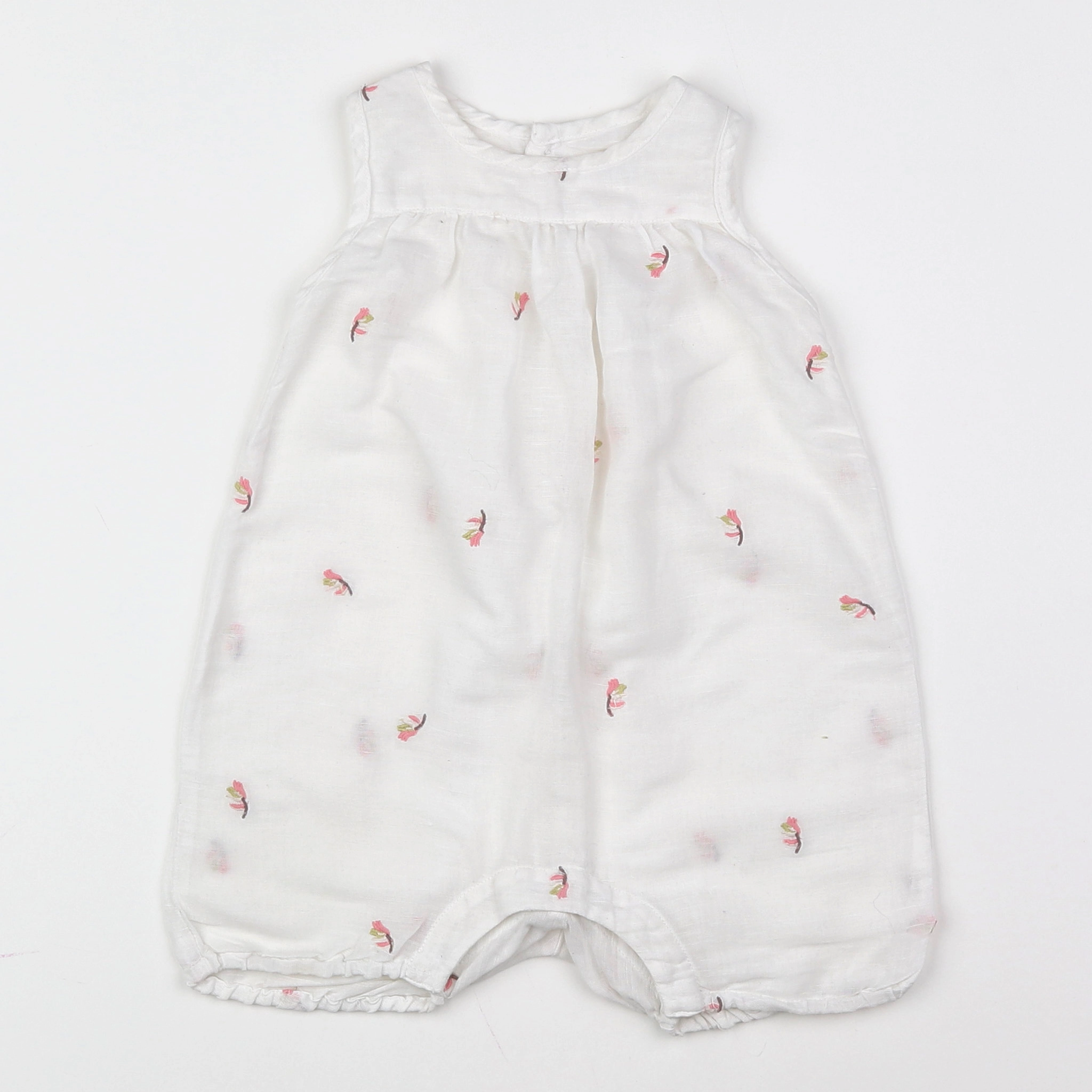Boutchou - combinaison blanc, rose - 12 mois
