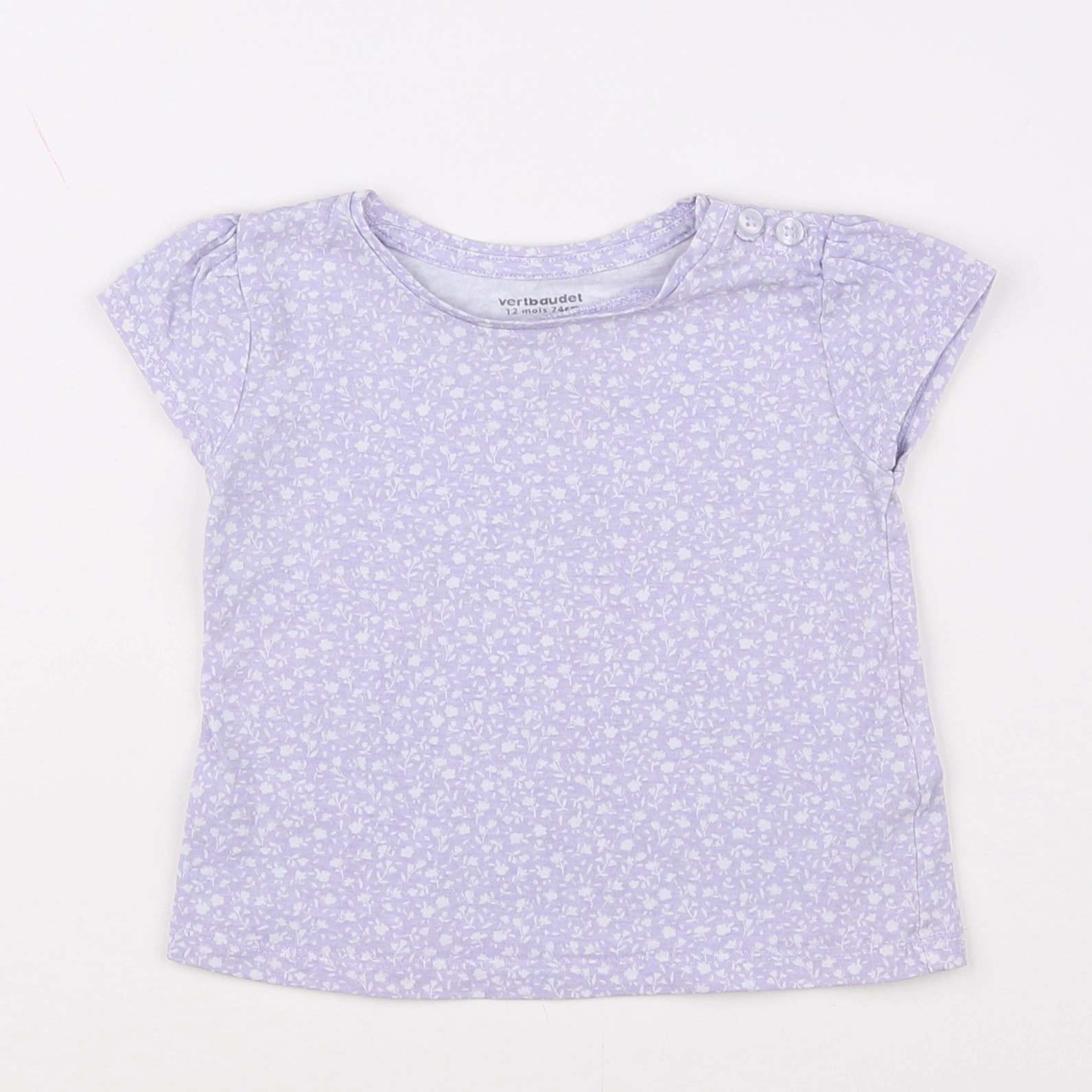 Vertbaudet - tee-shirt blanc, violet - 12 mois