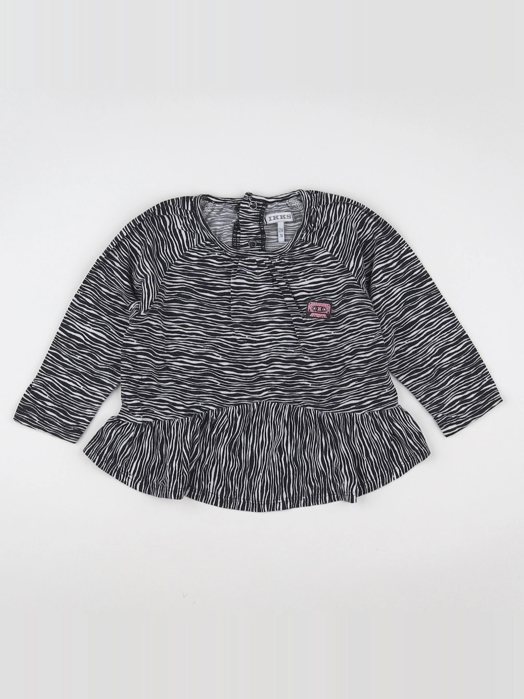 IKKS - tee-shirt blanc, noir - 12 mois