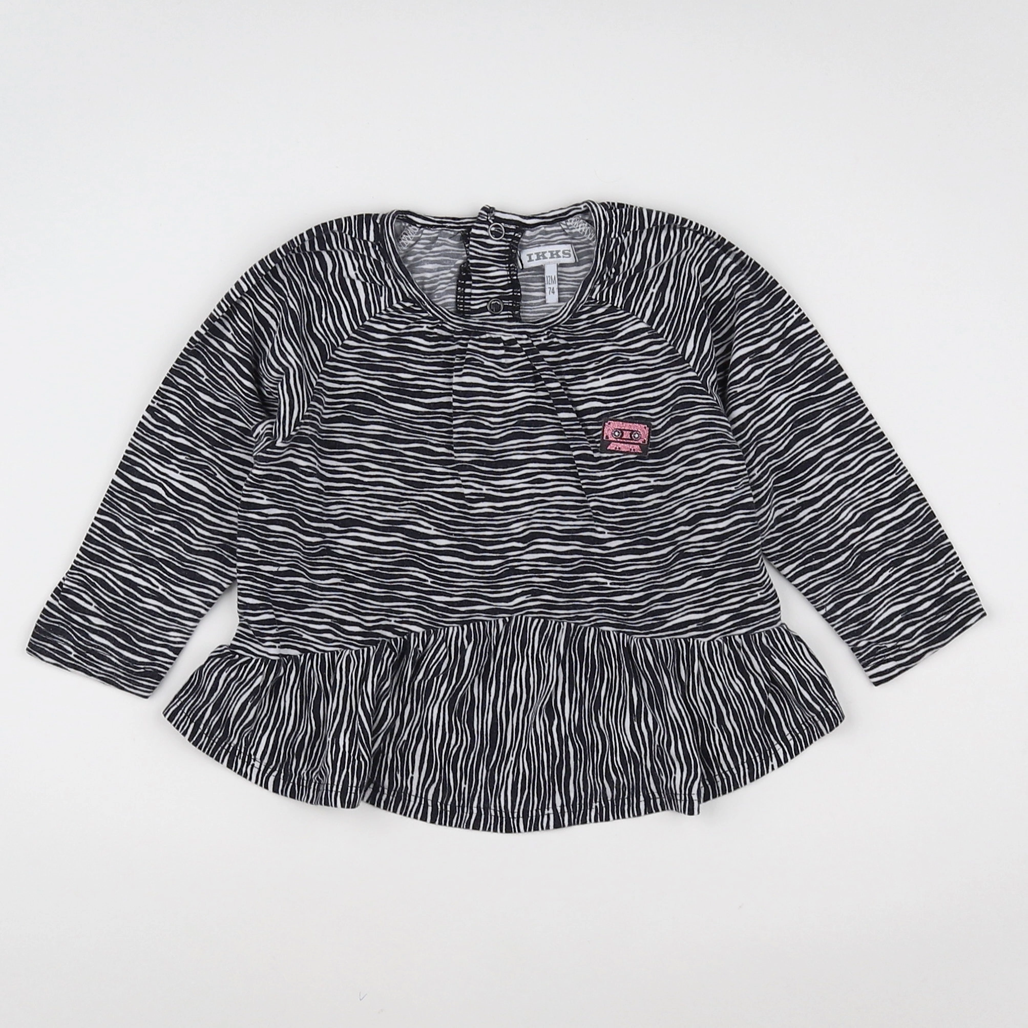 IKKS - tee-shirt blanc, noir - 12 mois