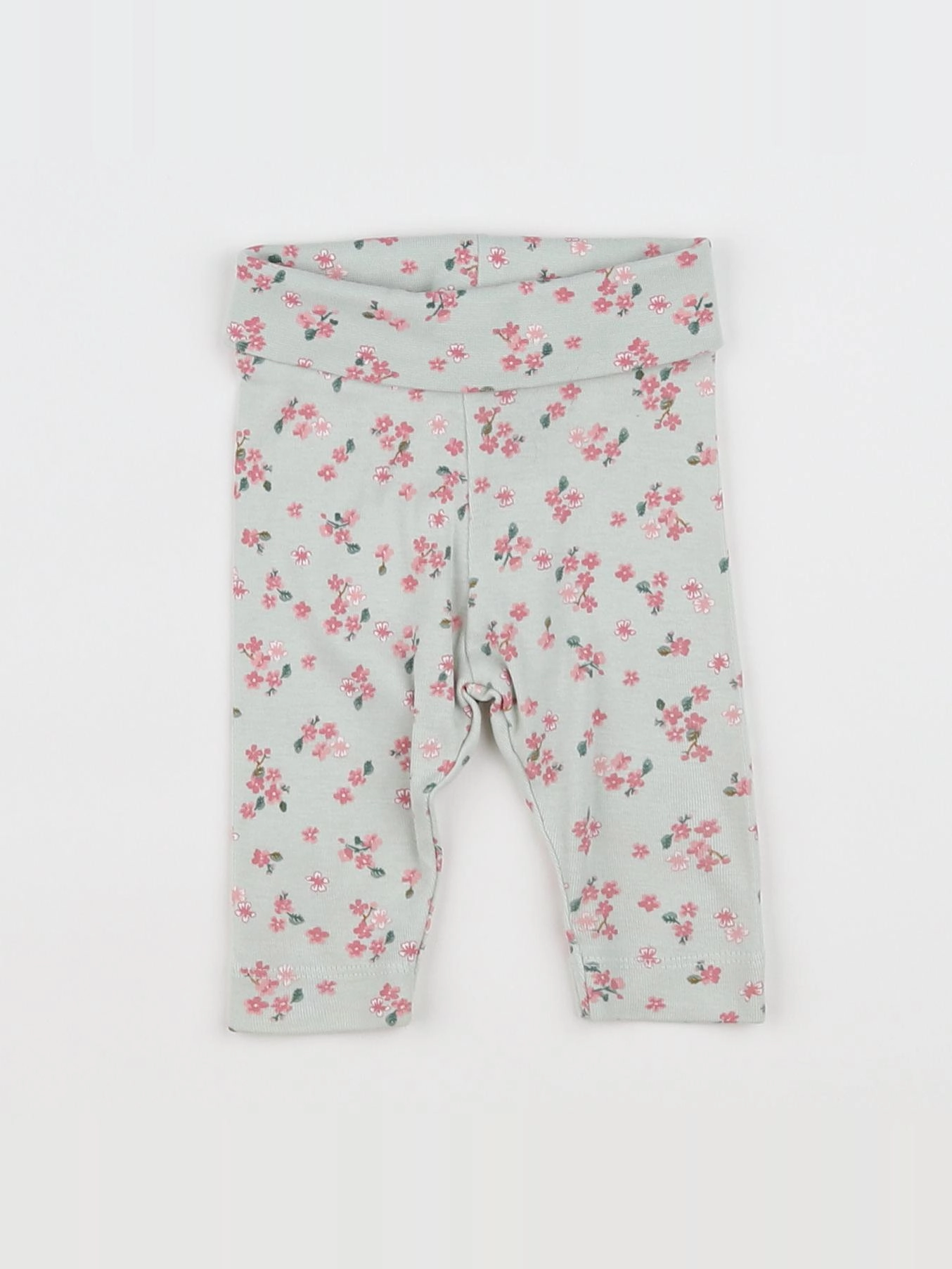 H&M - legging vert, rose - 1 mois