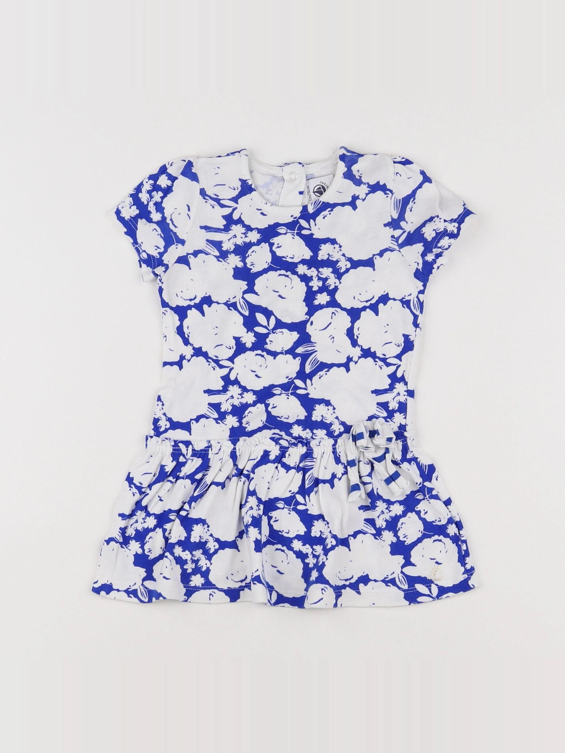 Petit Bateau - robe blanc, bleu - 12 mois
