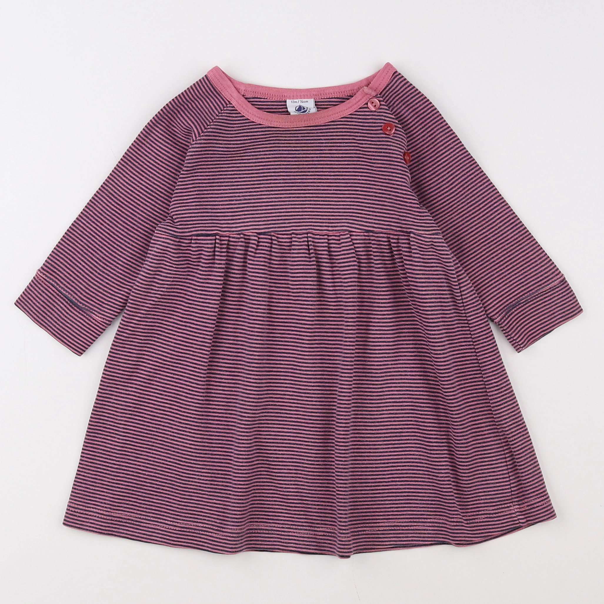 Petit Bateau - robe rose - 12 mois