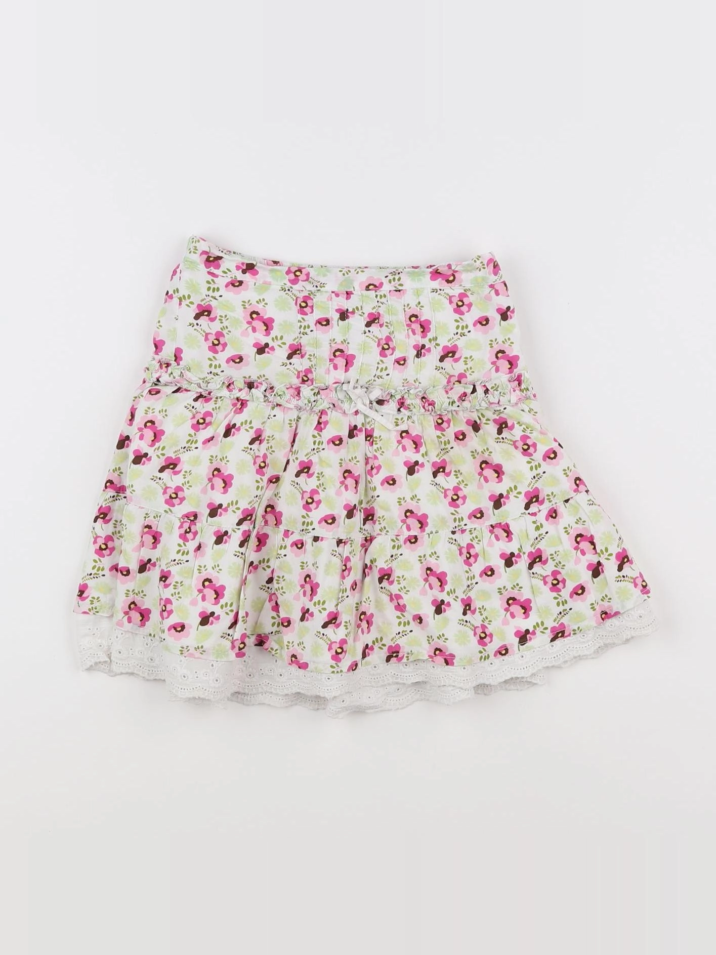 H&M - jupe blanc, rose - 2/3 ans