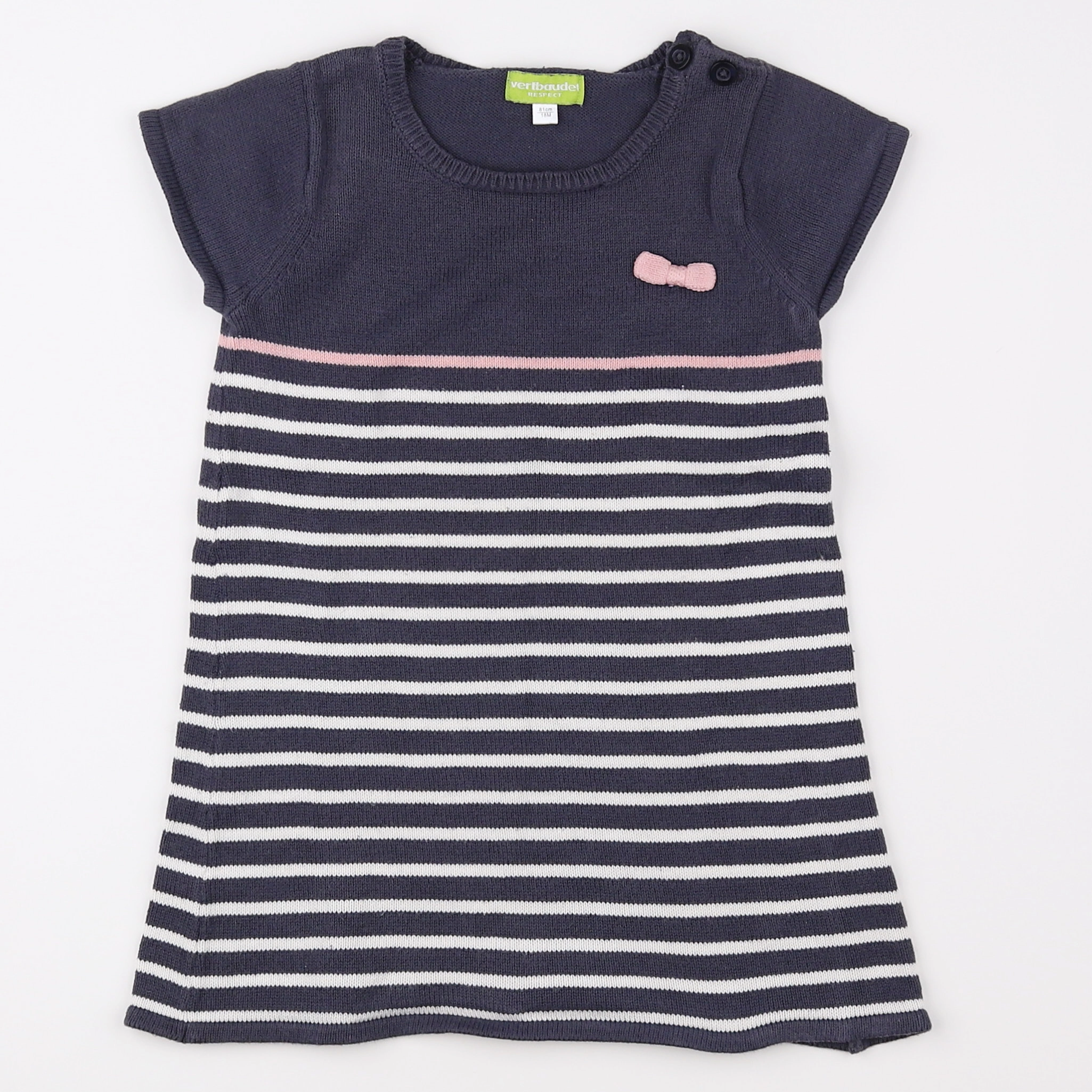 Vertbaudet - robe gris, blanc - 18 mois