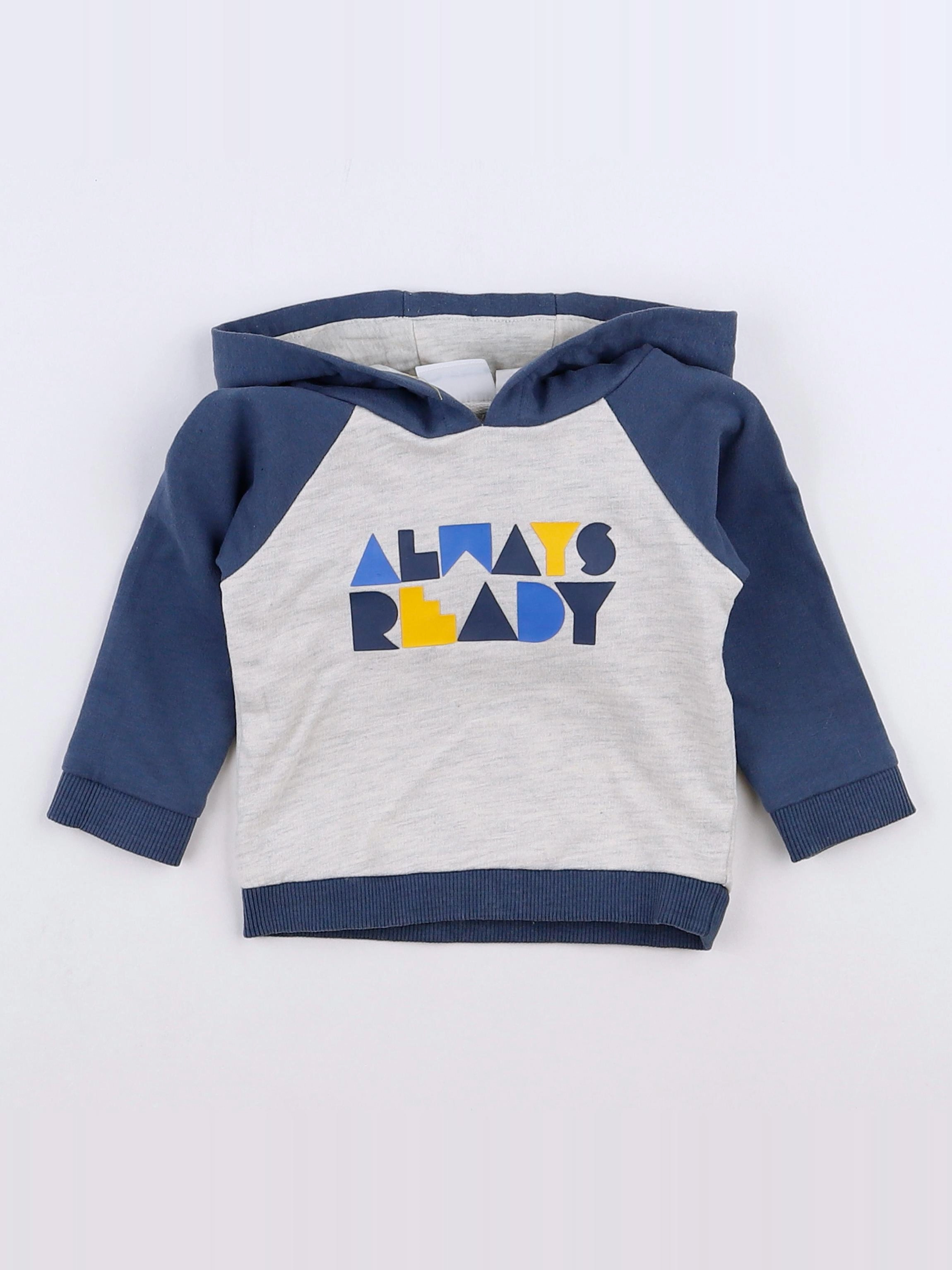 Vertbaudet - sweat gris, bleu - 3 mois