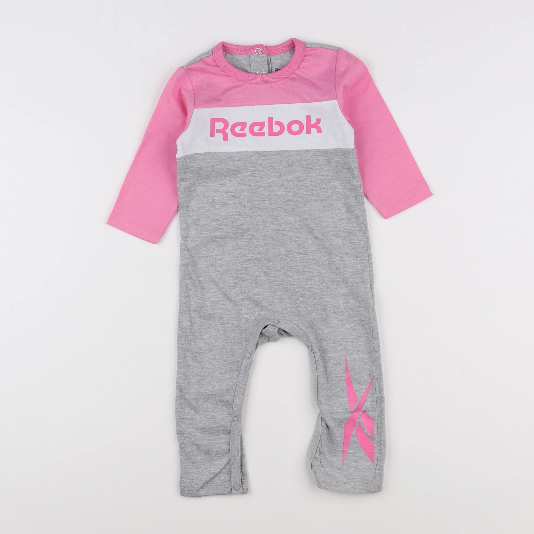 Reebok - combinaison blanc, gris, rose - 6/9 mois