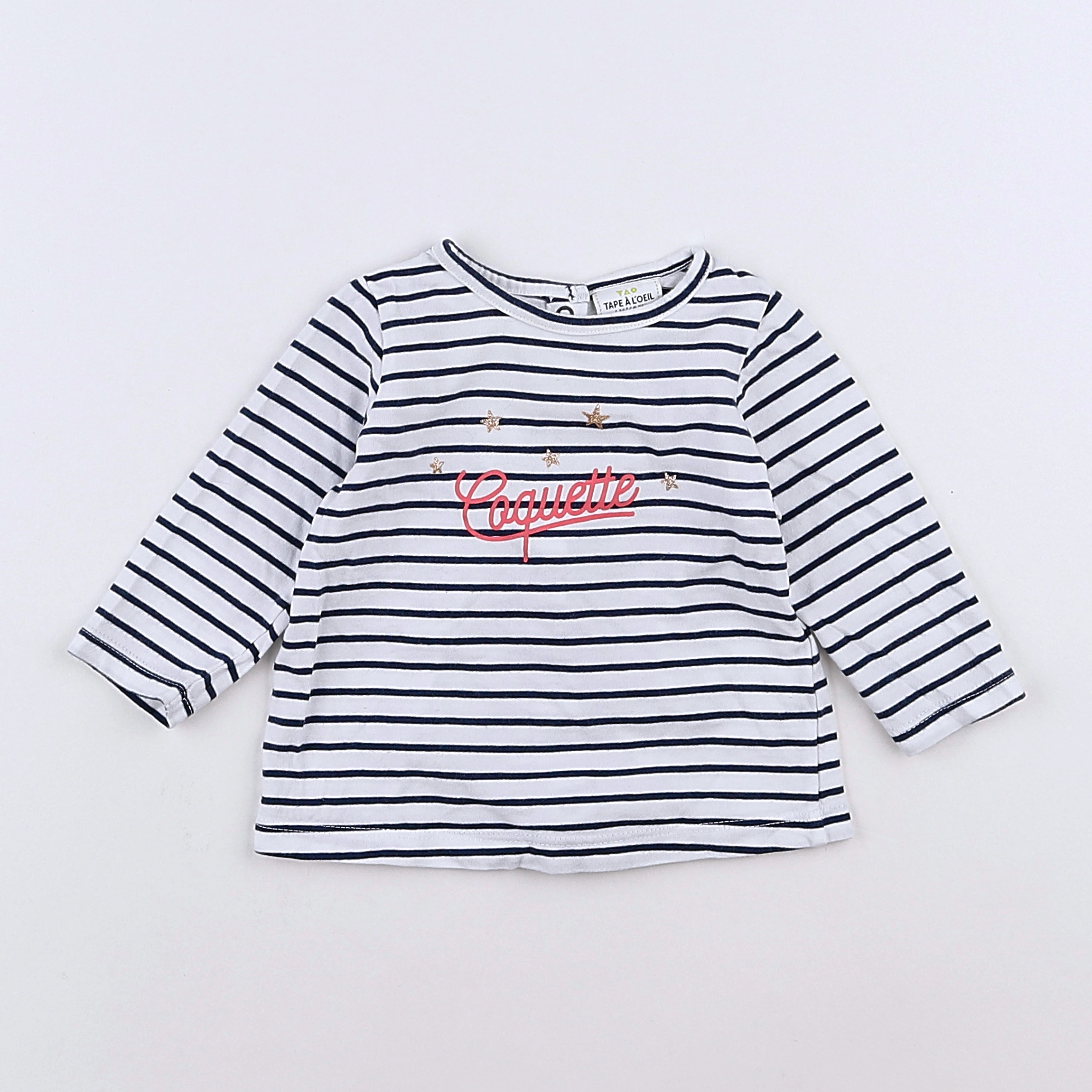Tape à l'oeil - tee-shirt bleu, blanc - 6 mois