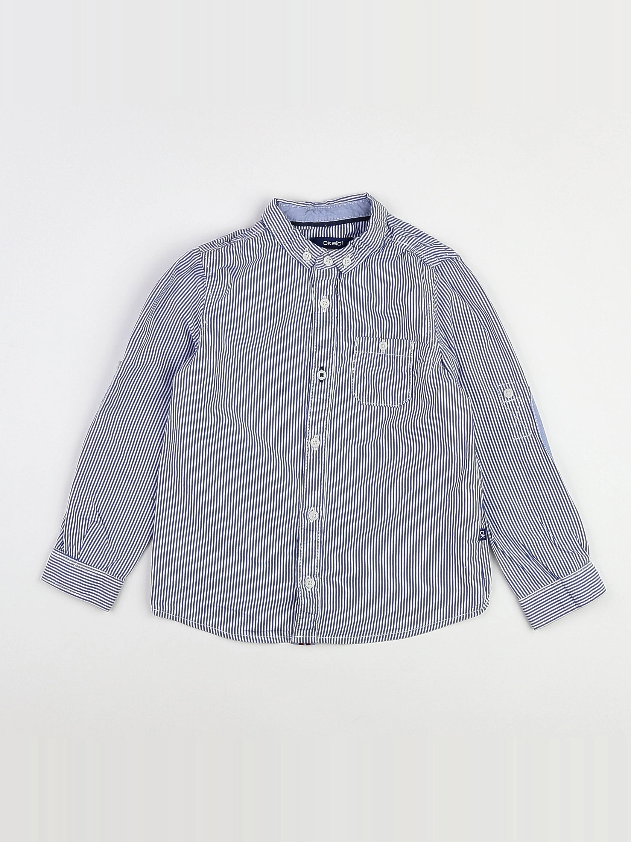 Okaidi - chemise blanc, bleu - 3 ans