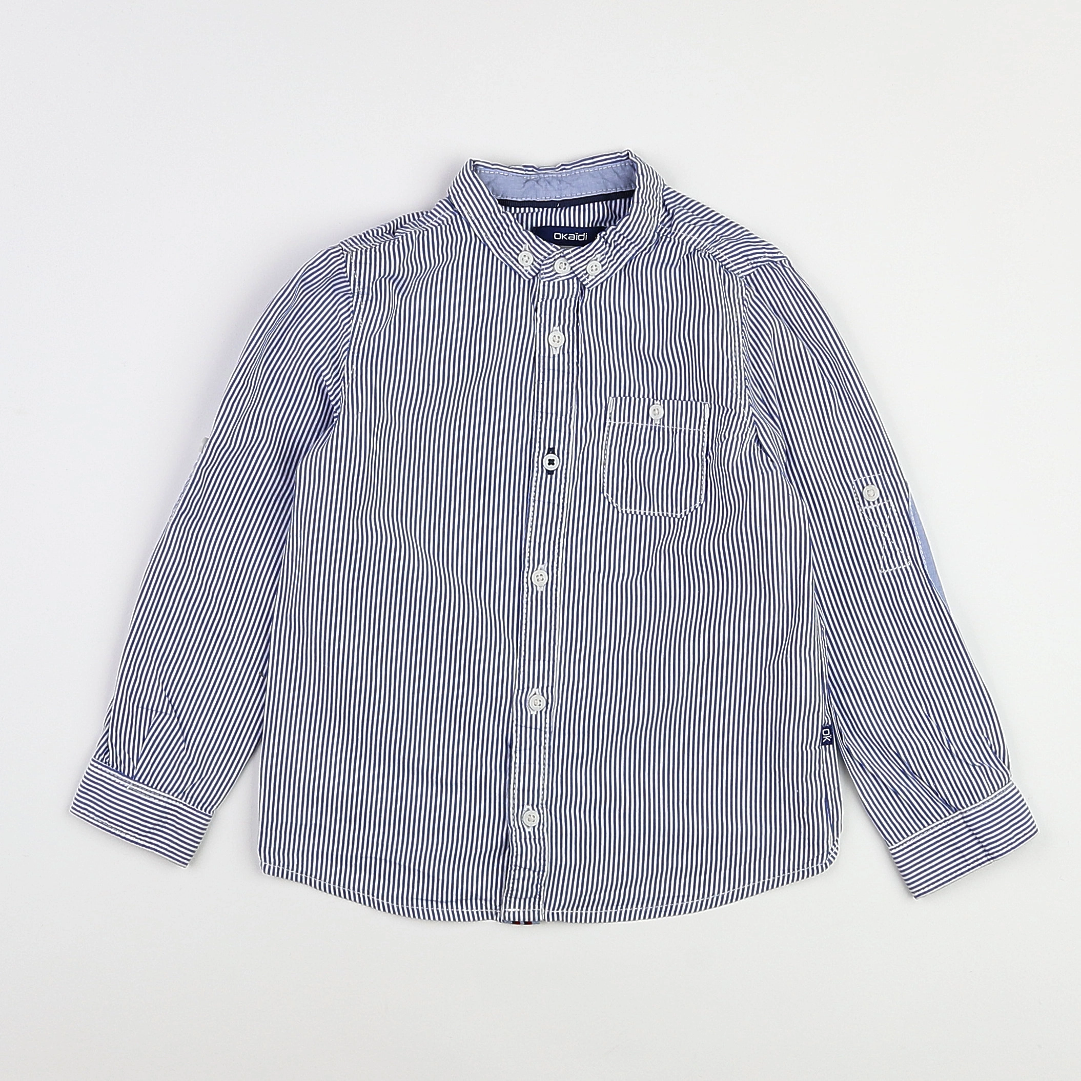 Okaidi - chemise blanc, bleu - 3 ans