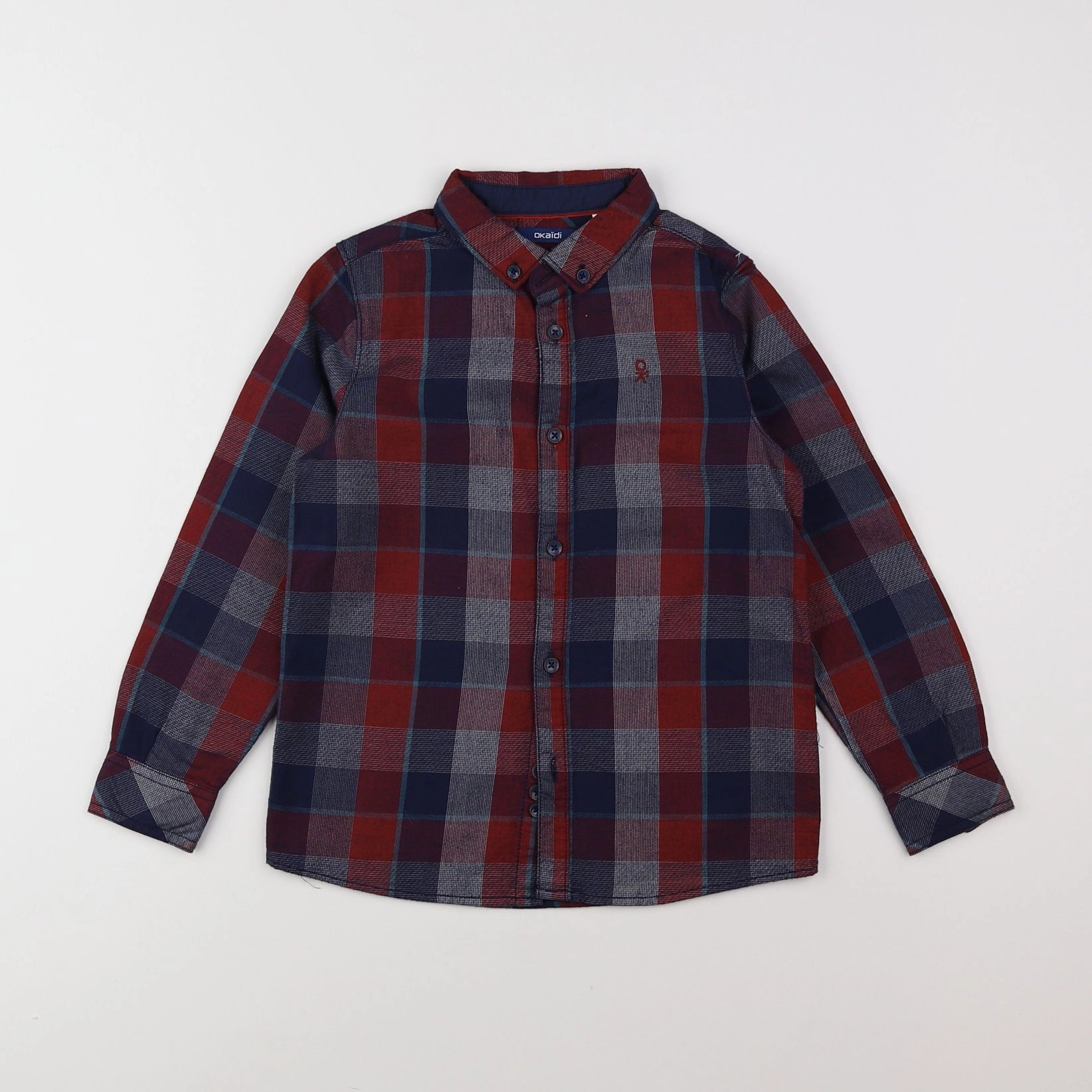 Okaidi - chemise bleu, rouge - 6 ans