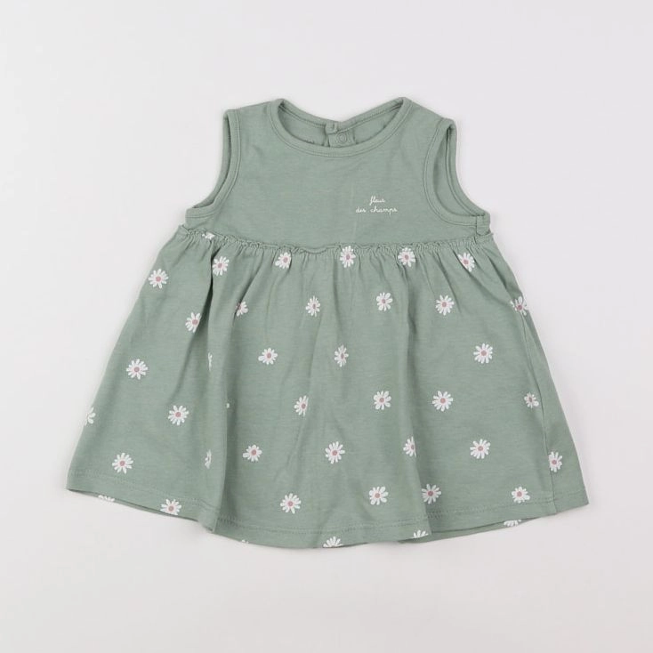 Vertbaudet - robe vert, blanc - 3 mois