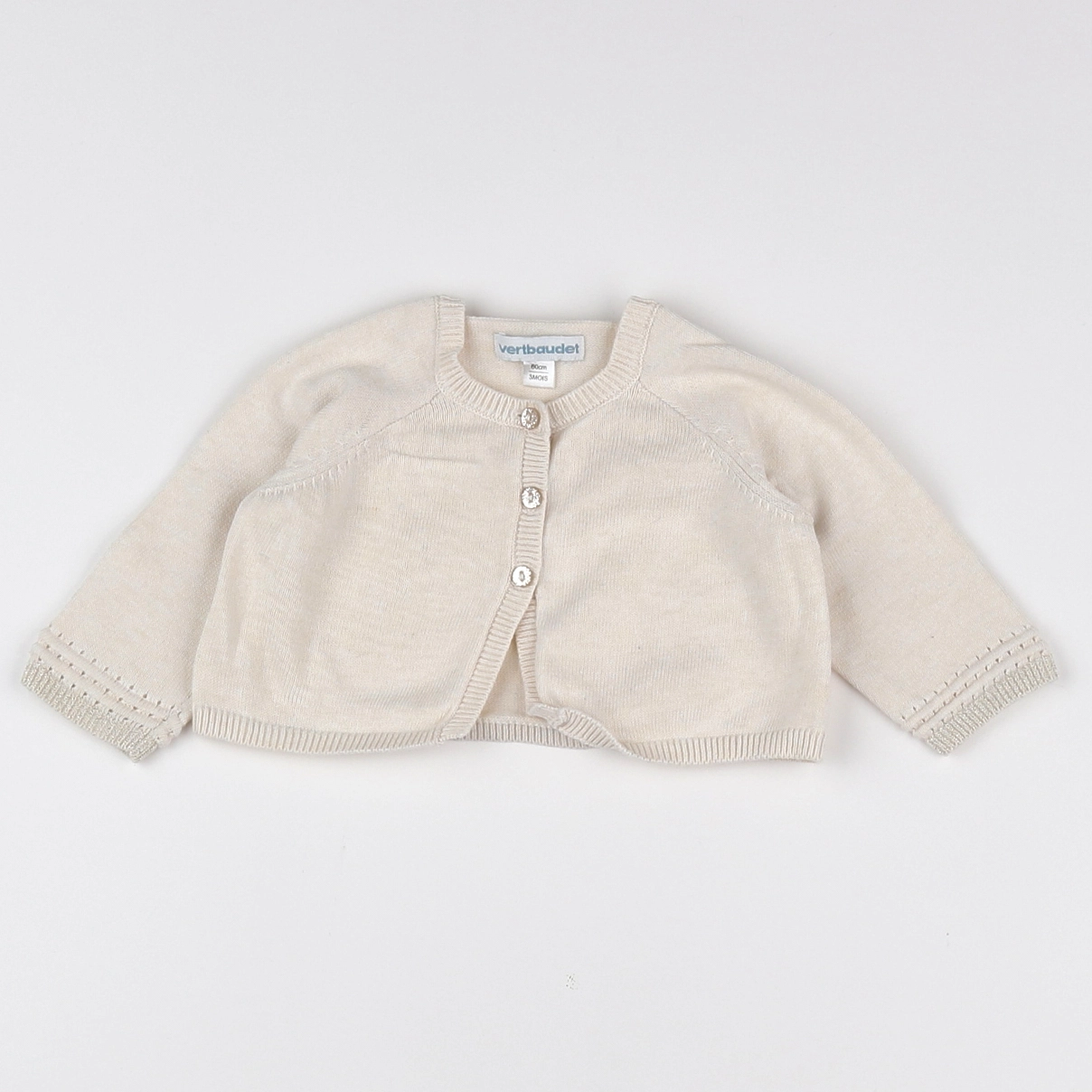 Vertbaudet - gilet beige - 3 mois