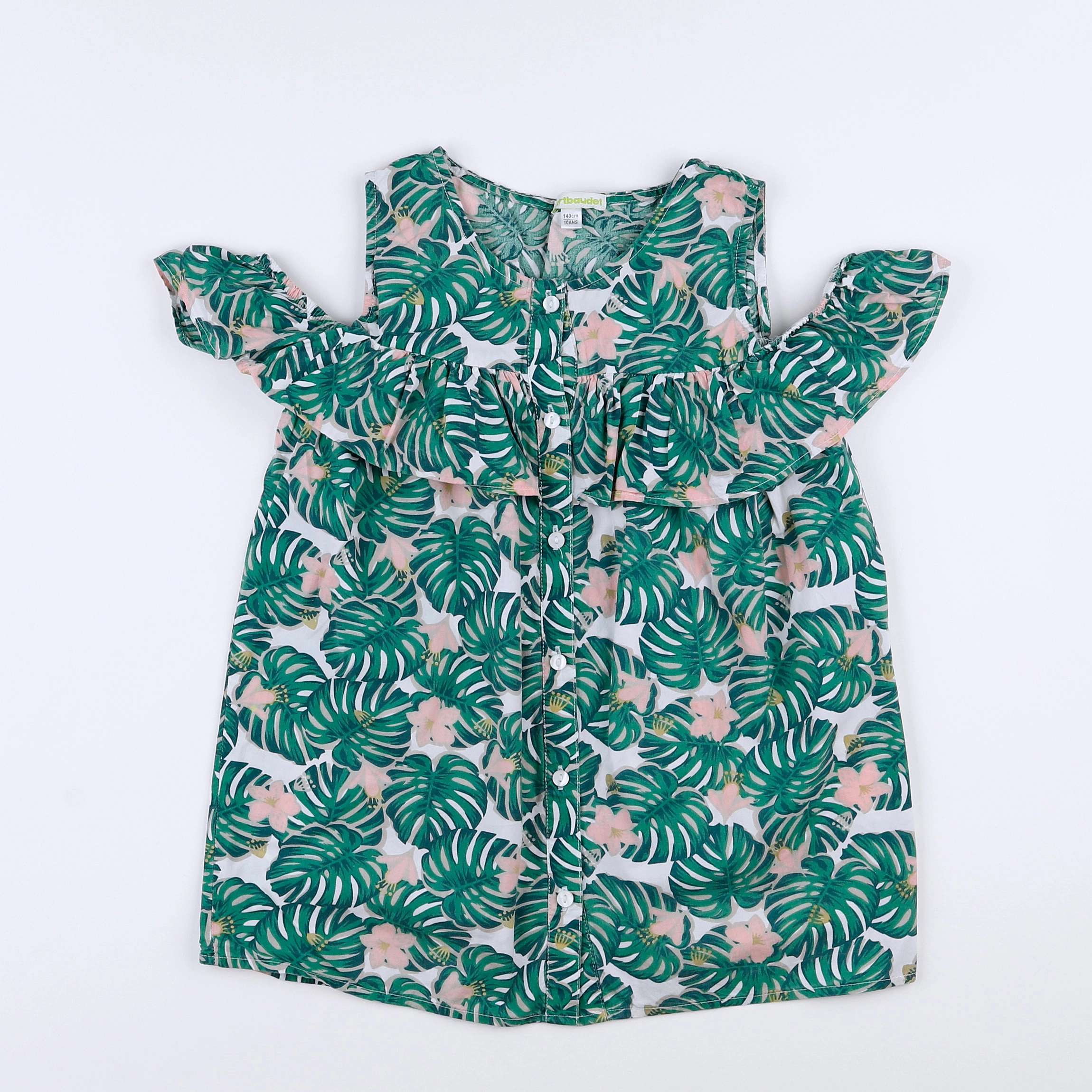 Vertbaudet - blouse blanc, vert - 10 ans