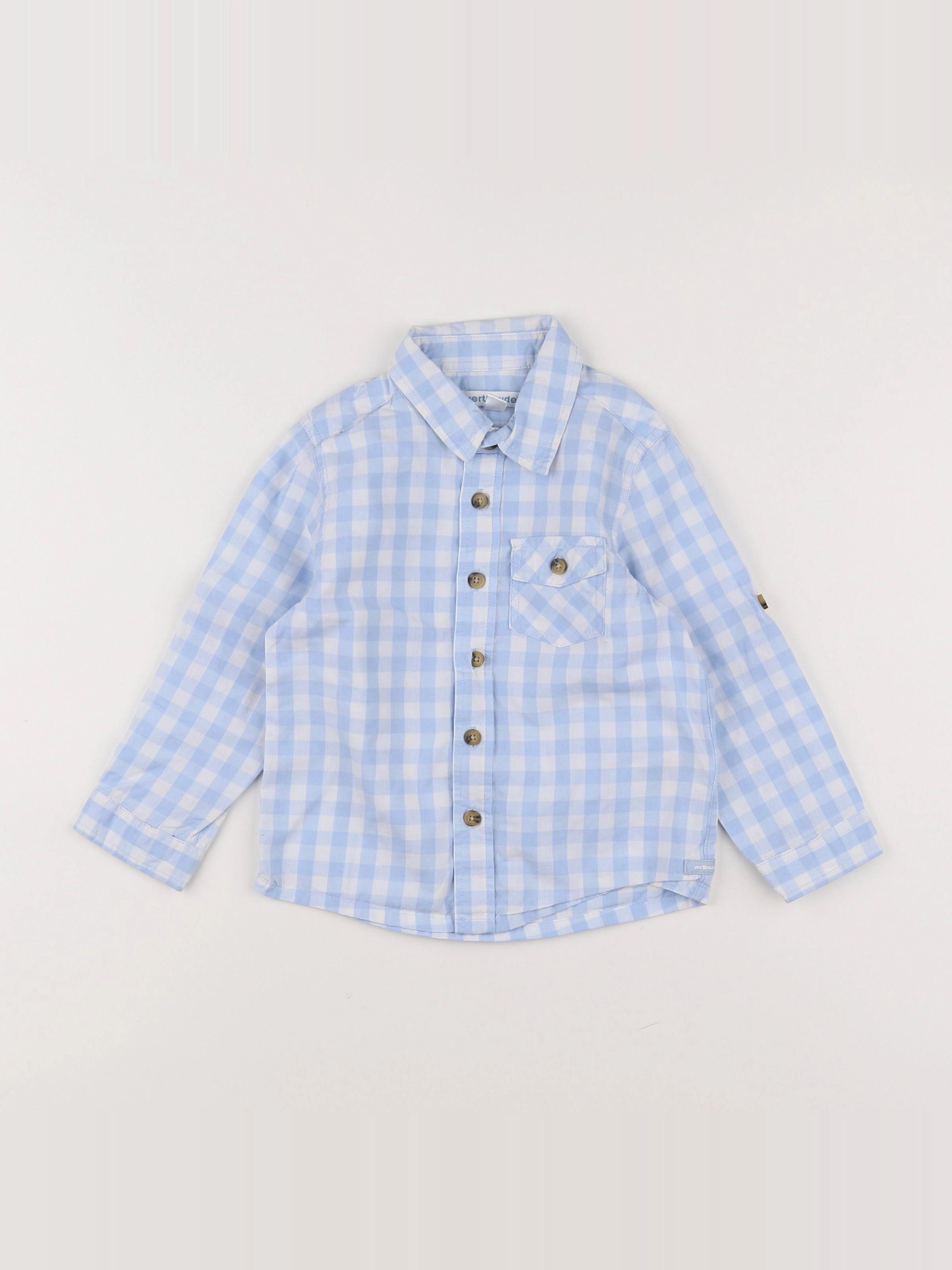 Vertbaudet - chemise bleu, blanc - 2 ans