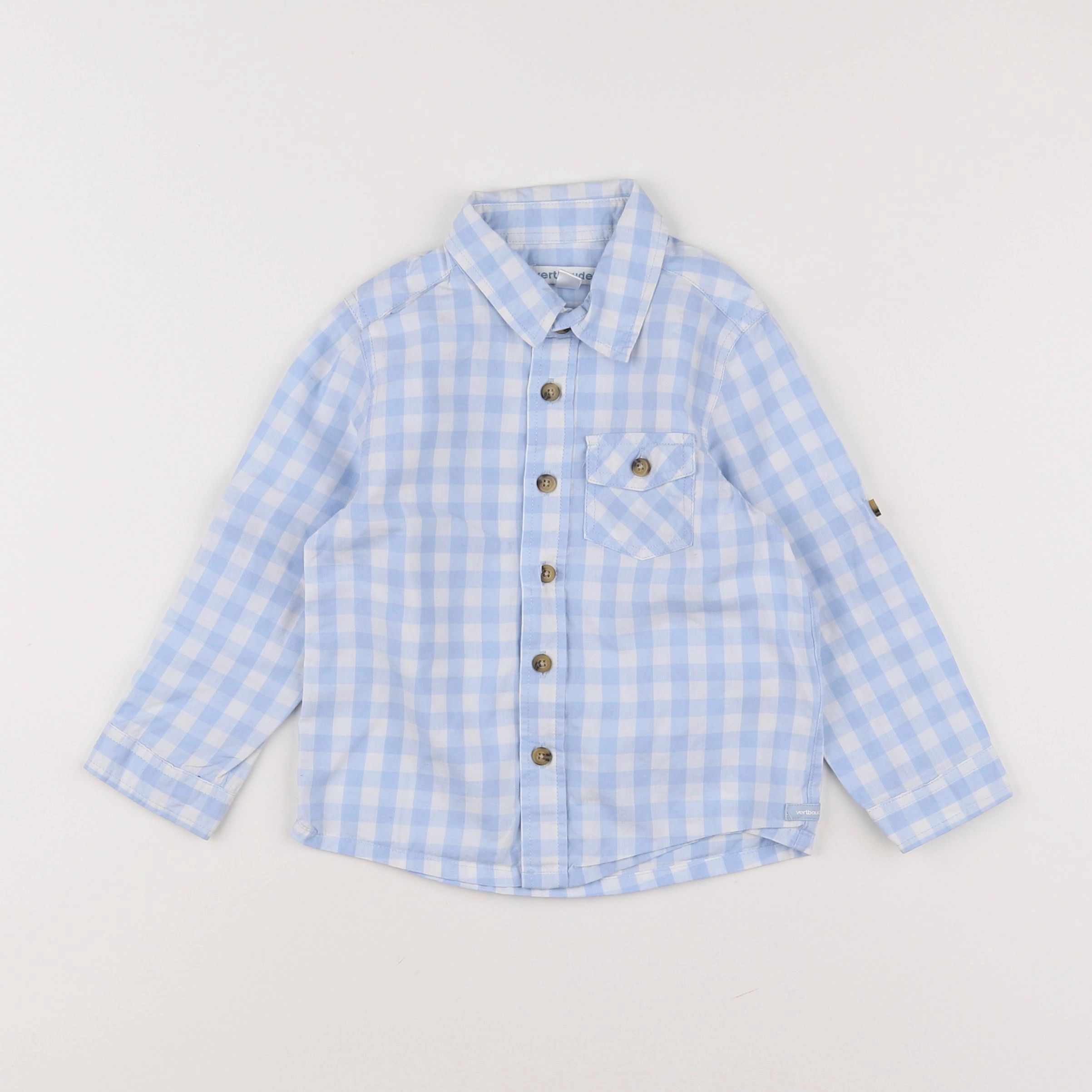 Vertbaudet - chemise bleu, blanc - 2 ans