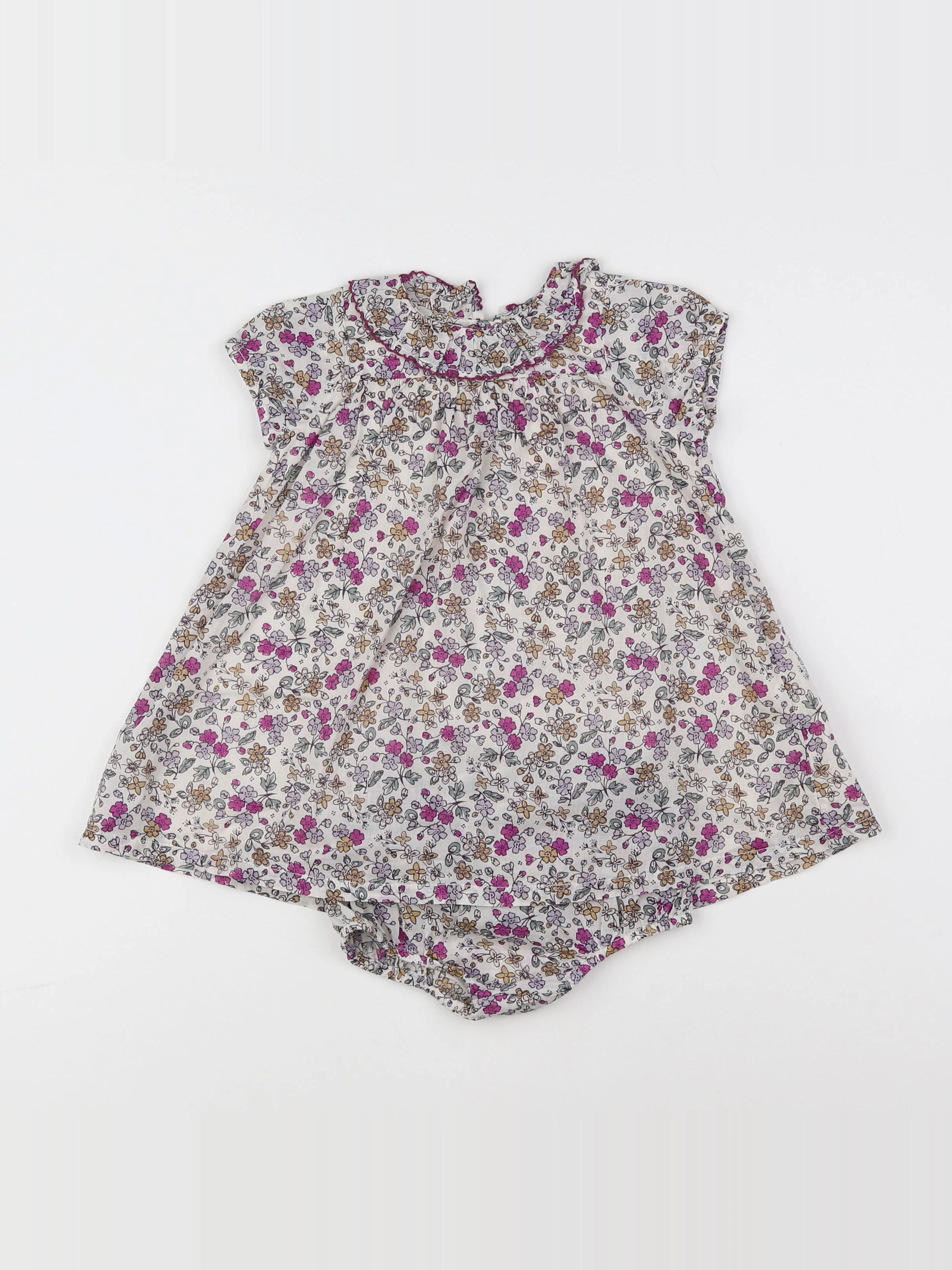 Boutchou - robe blanc, violet - 9 mois