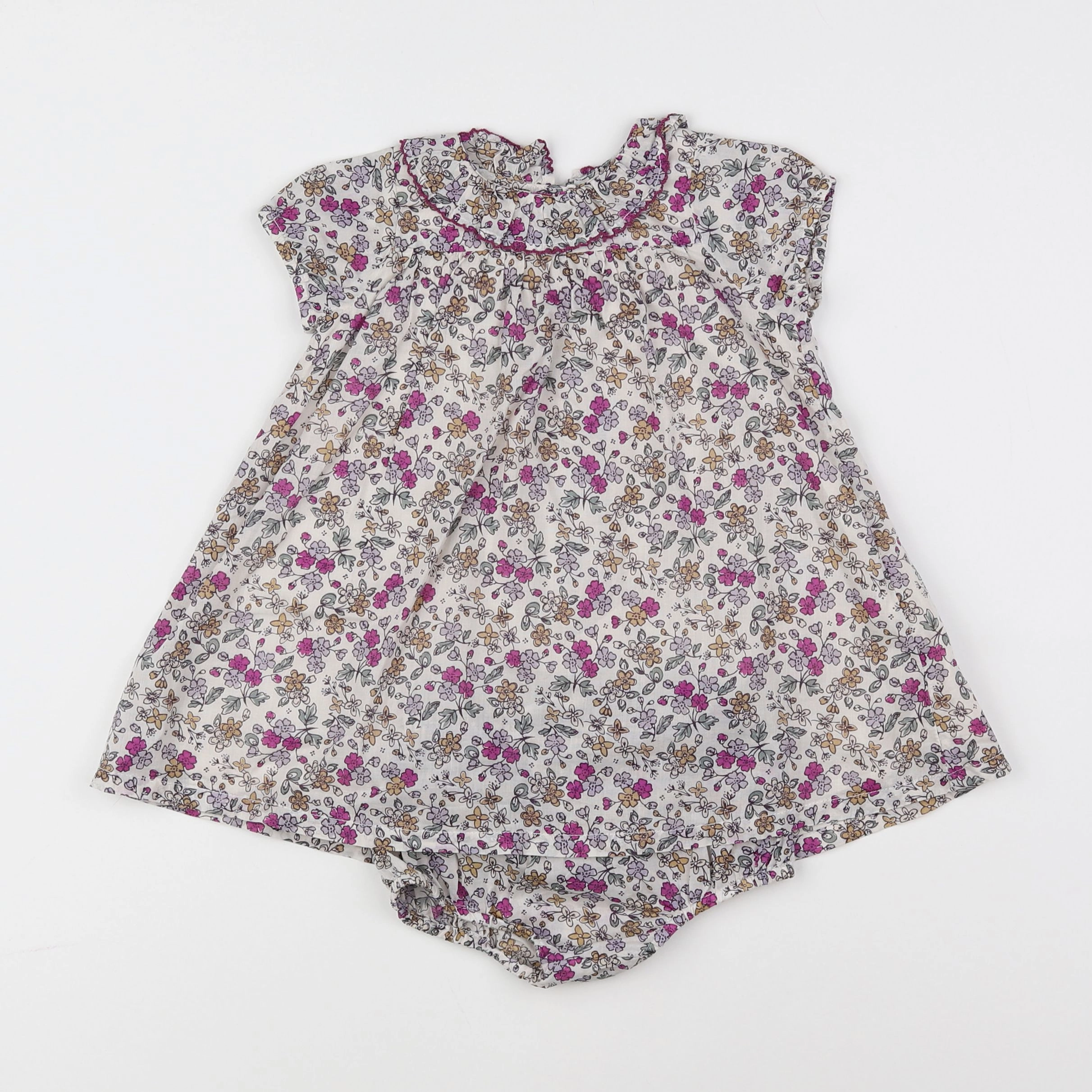 Boutchou - robe blanc, violet - 9 mois