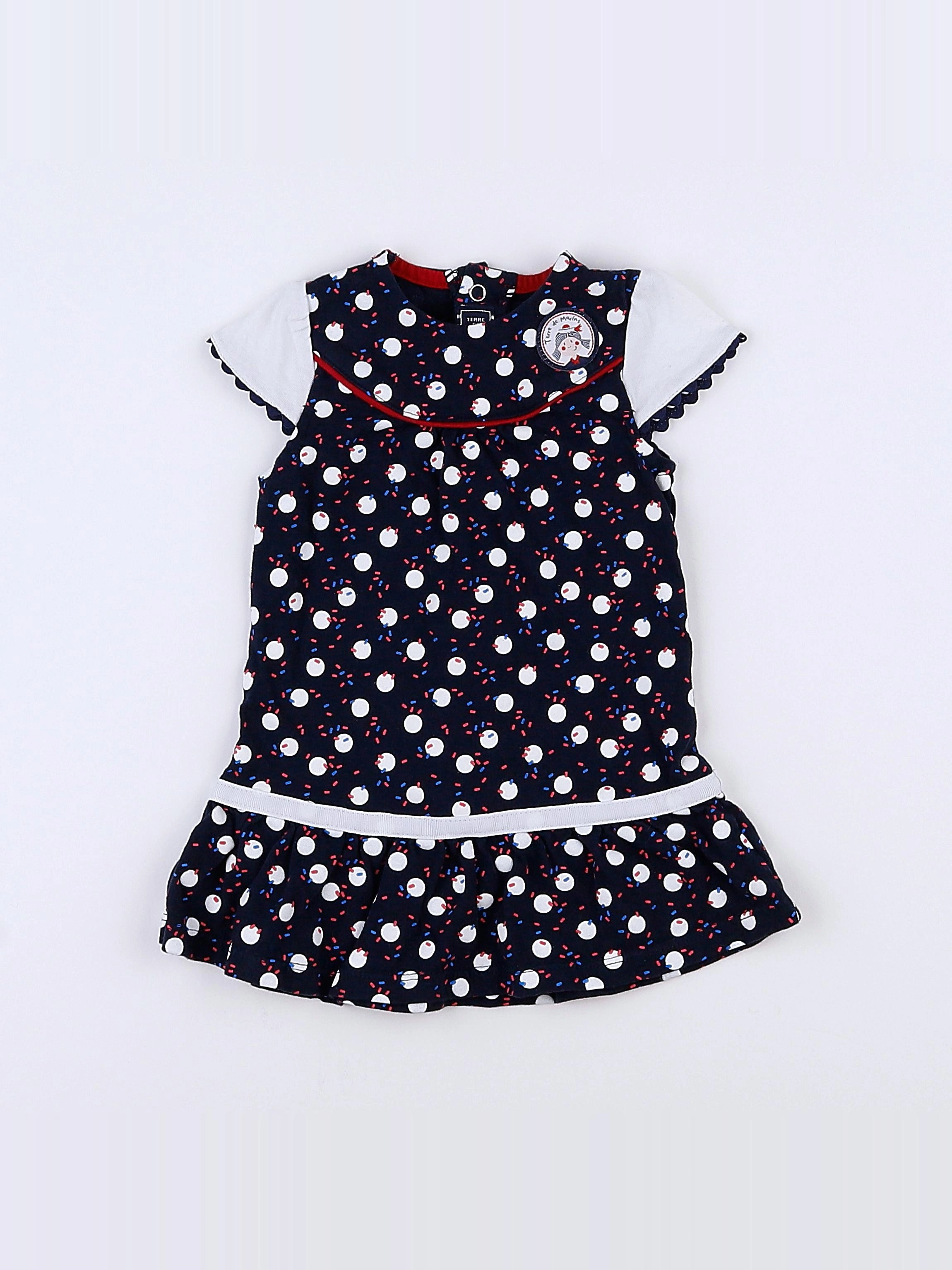 Terre de marins - robe blanc, bleu - 9 mois