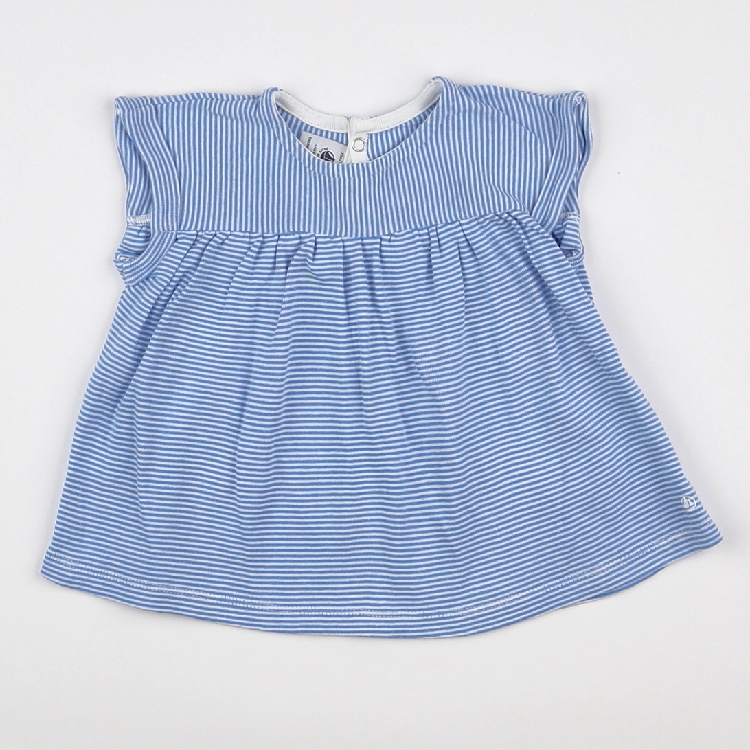 Petit Bateau - robe blanc, bleu - 12 mois