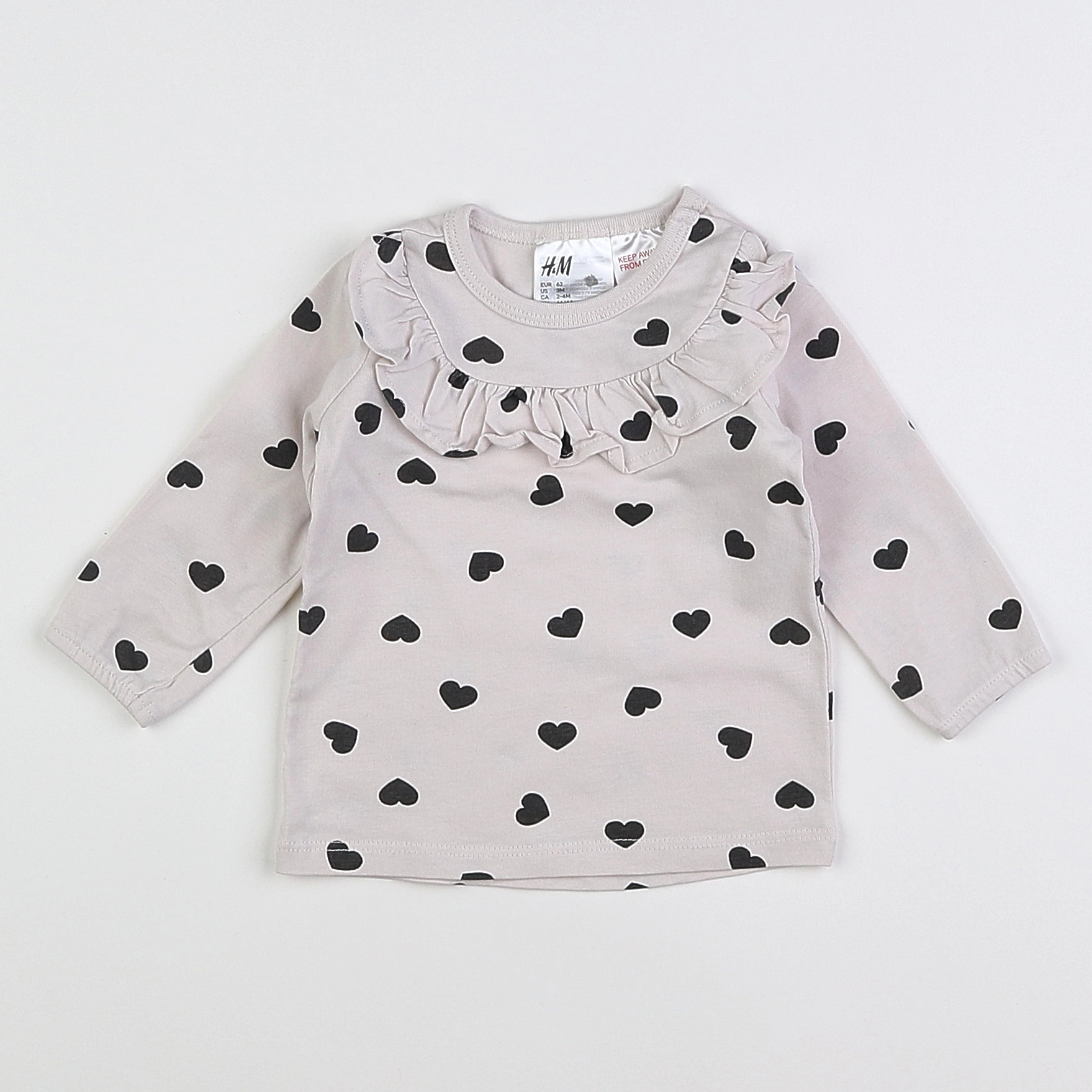 H&M - tee-shirt beige, noir - 3 mois