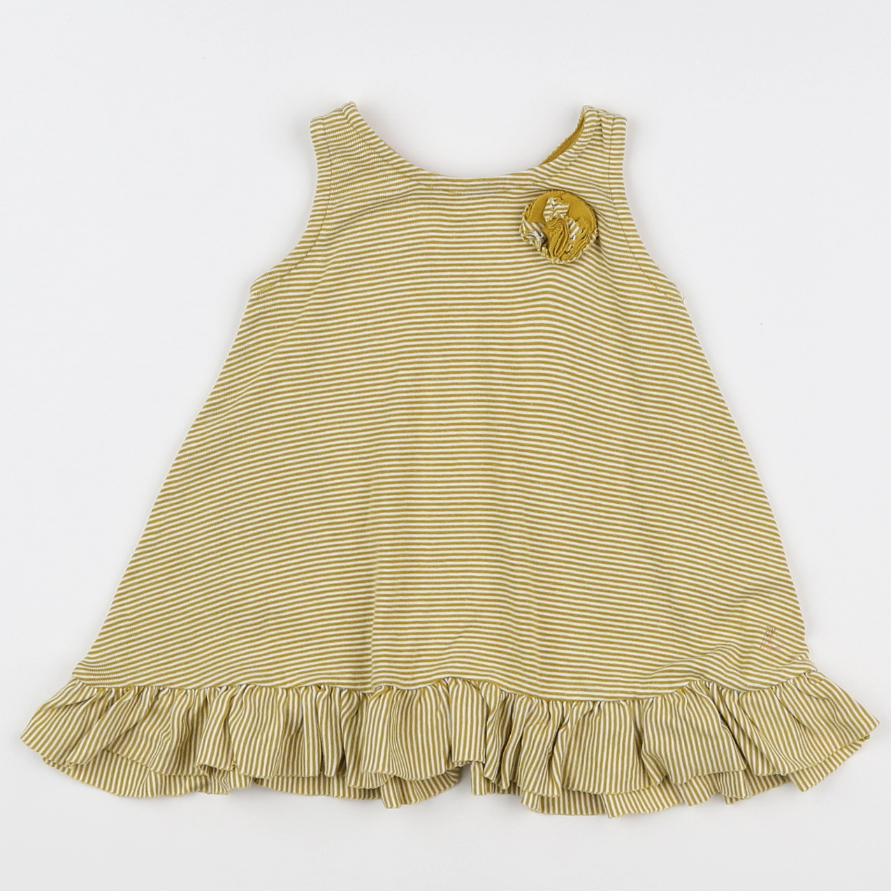 Petit Bateau - robe jaune, blanc - 12 mois
