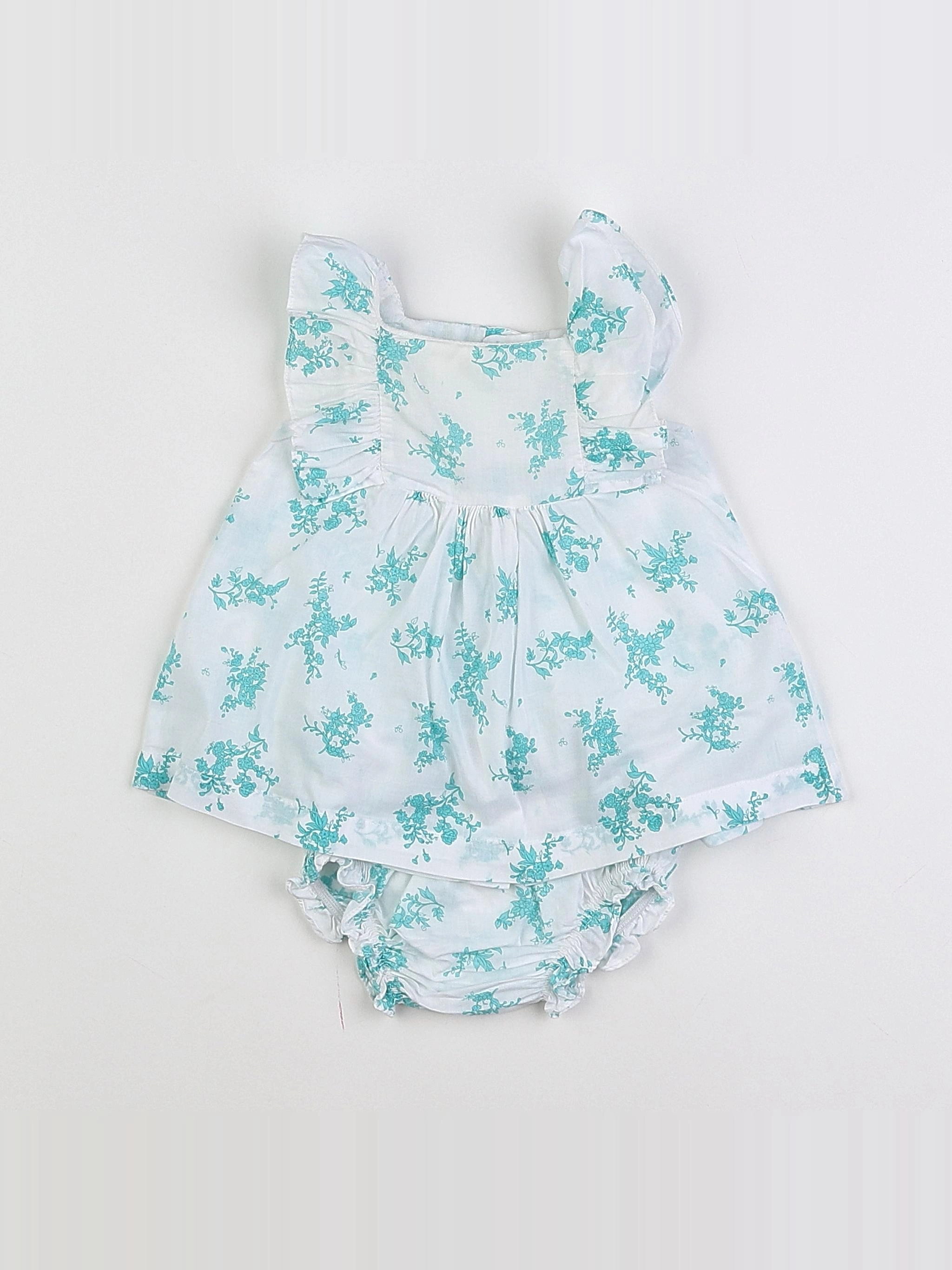 Lola Palacios - robe blanc, bleu - 3 mois