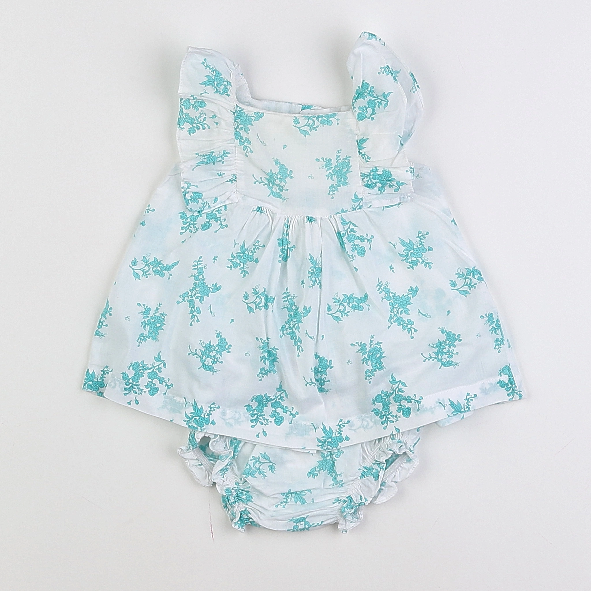 Lola Palacios - robe blanc, bleu - 3 mois