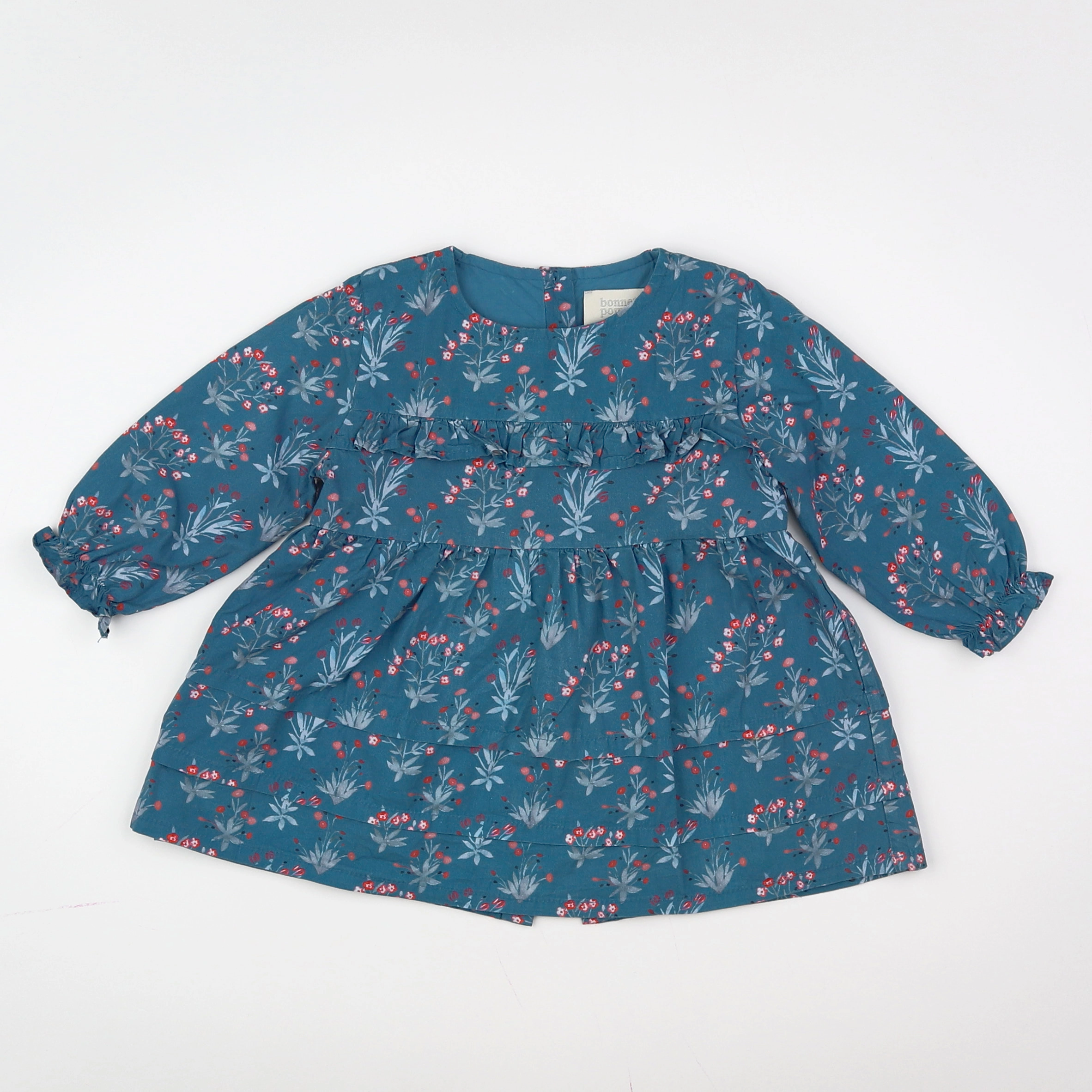 Bonnet à Pompon - robe bleu - 9 mois