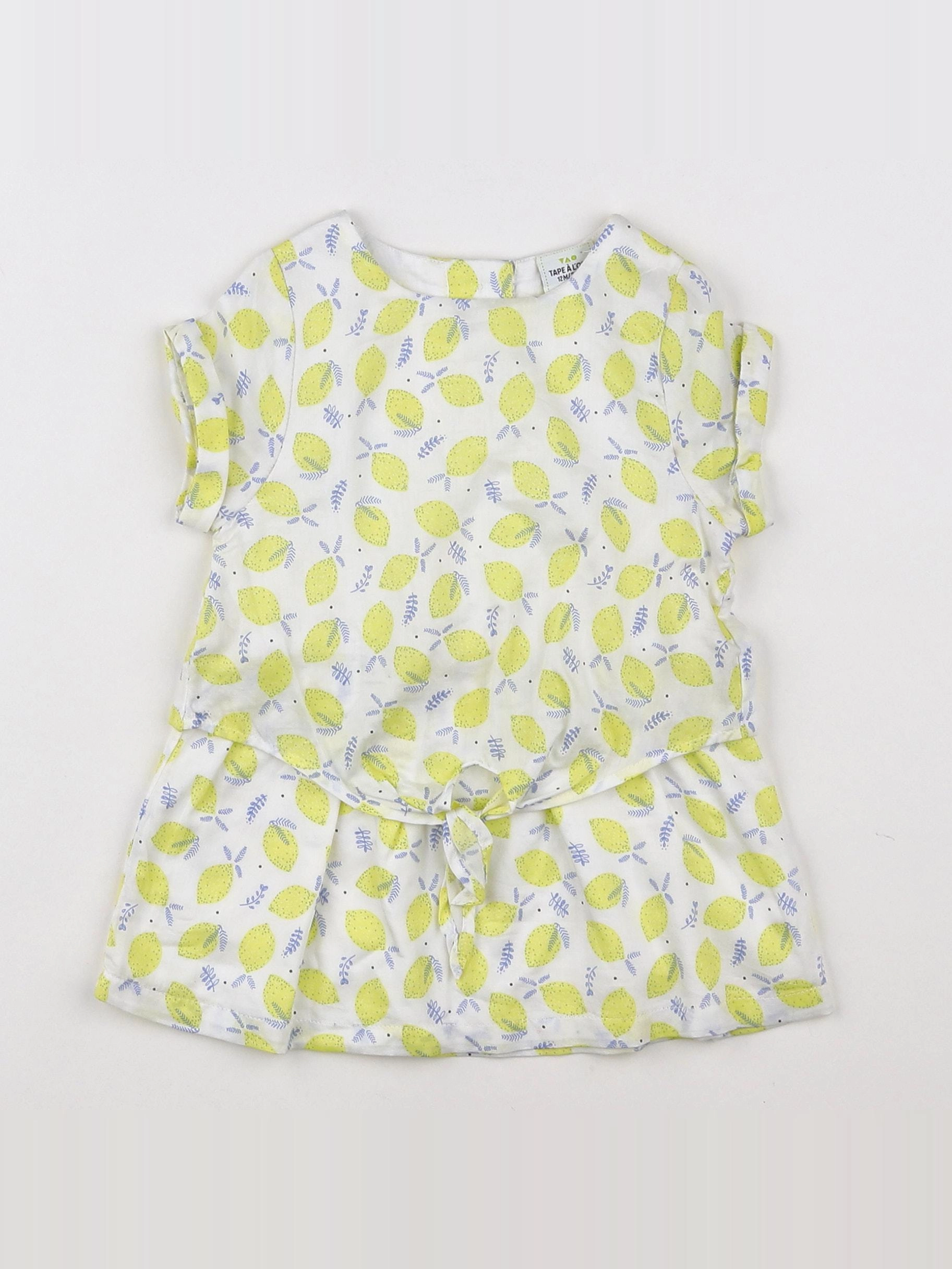 Tape à l'oeil - robe blanc, jaune, bleu - 12 mois