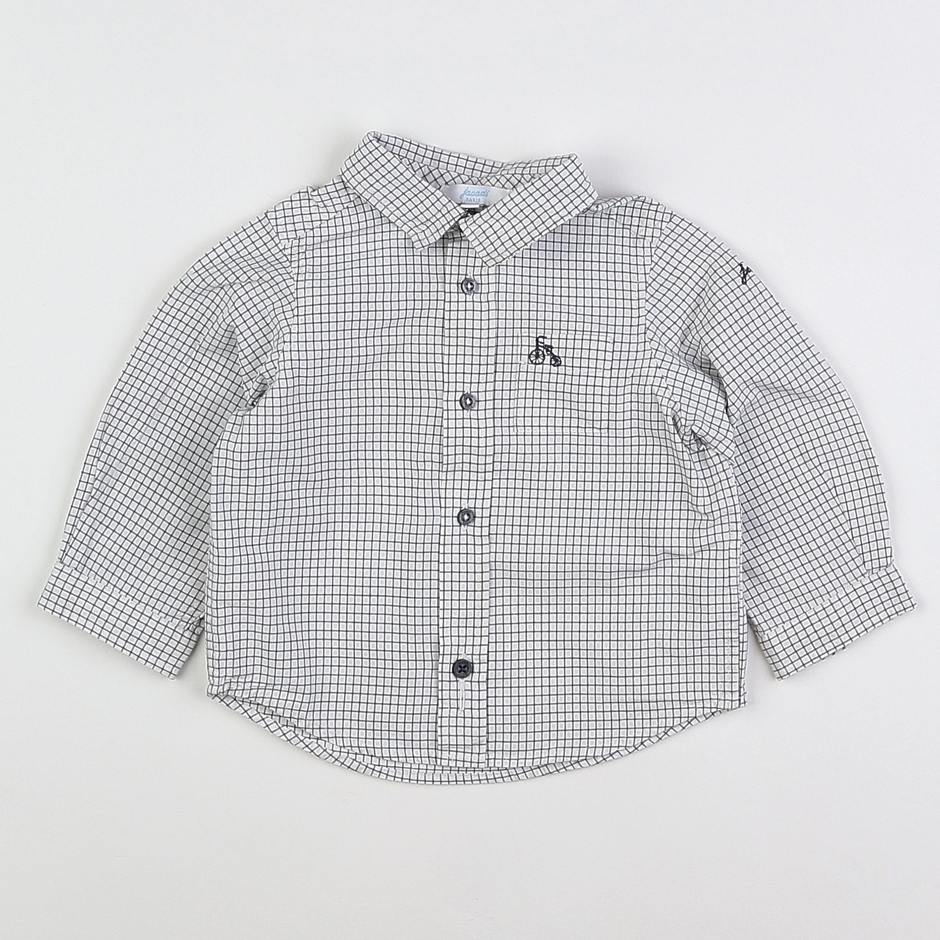 Jacadi - chemise blanc, gris - 12 mois