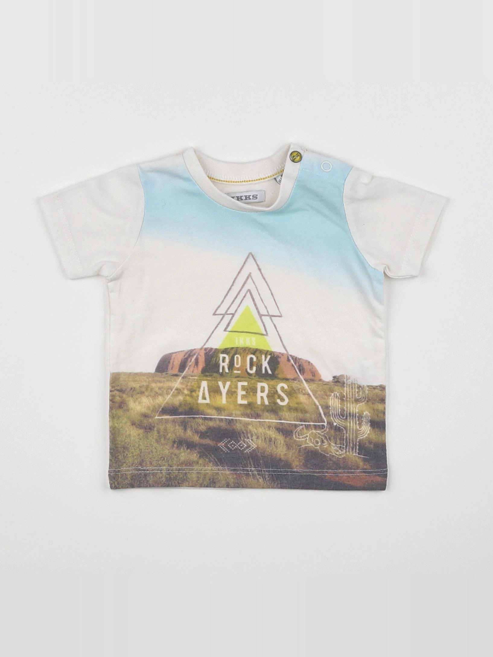 IKKS - tee-shirt blanc, bleu - 3 mois