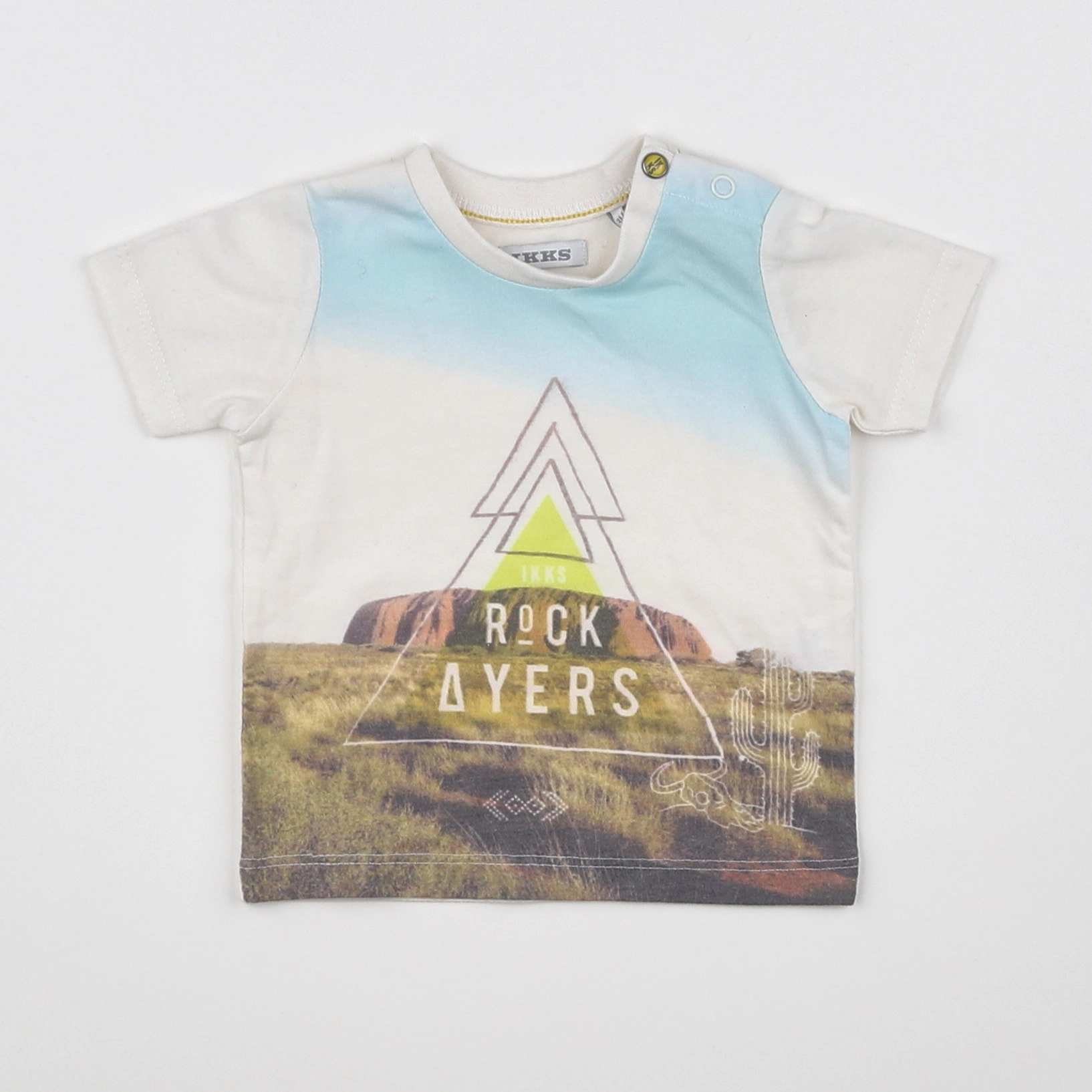 IKKS - tee-shirt blanc, bleu - 3 mois