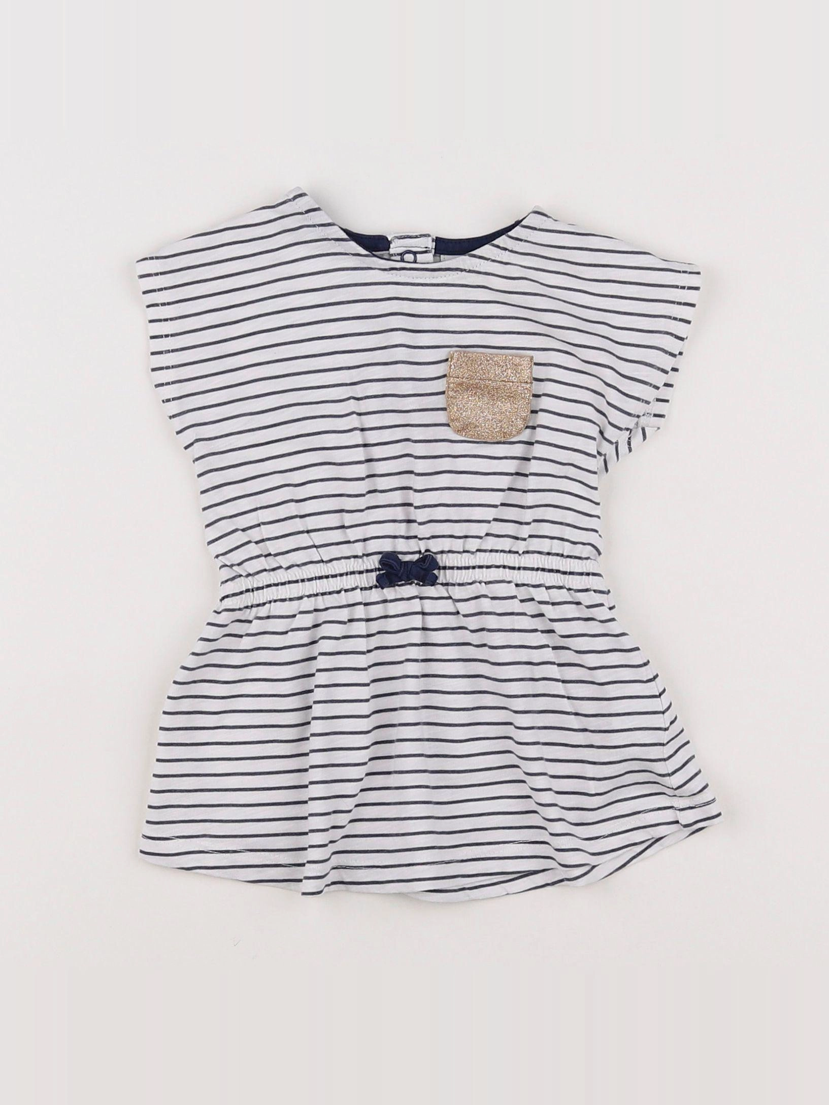 Tape à l'oeil - robe bleu, blanc - 6 mois
