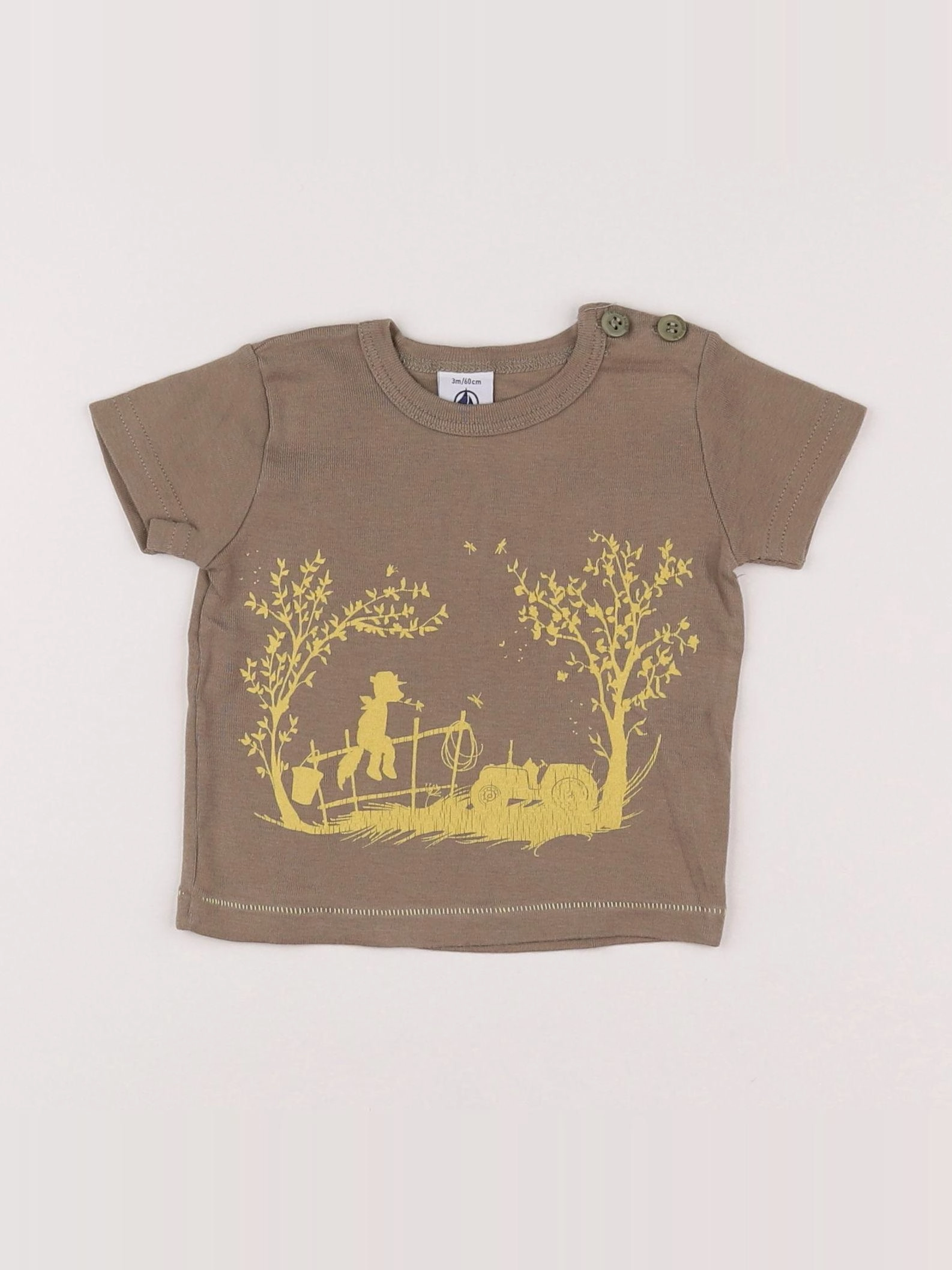 Petit Bateau - tee-shirt marron - 3 mois