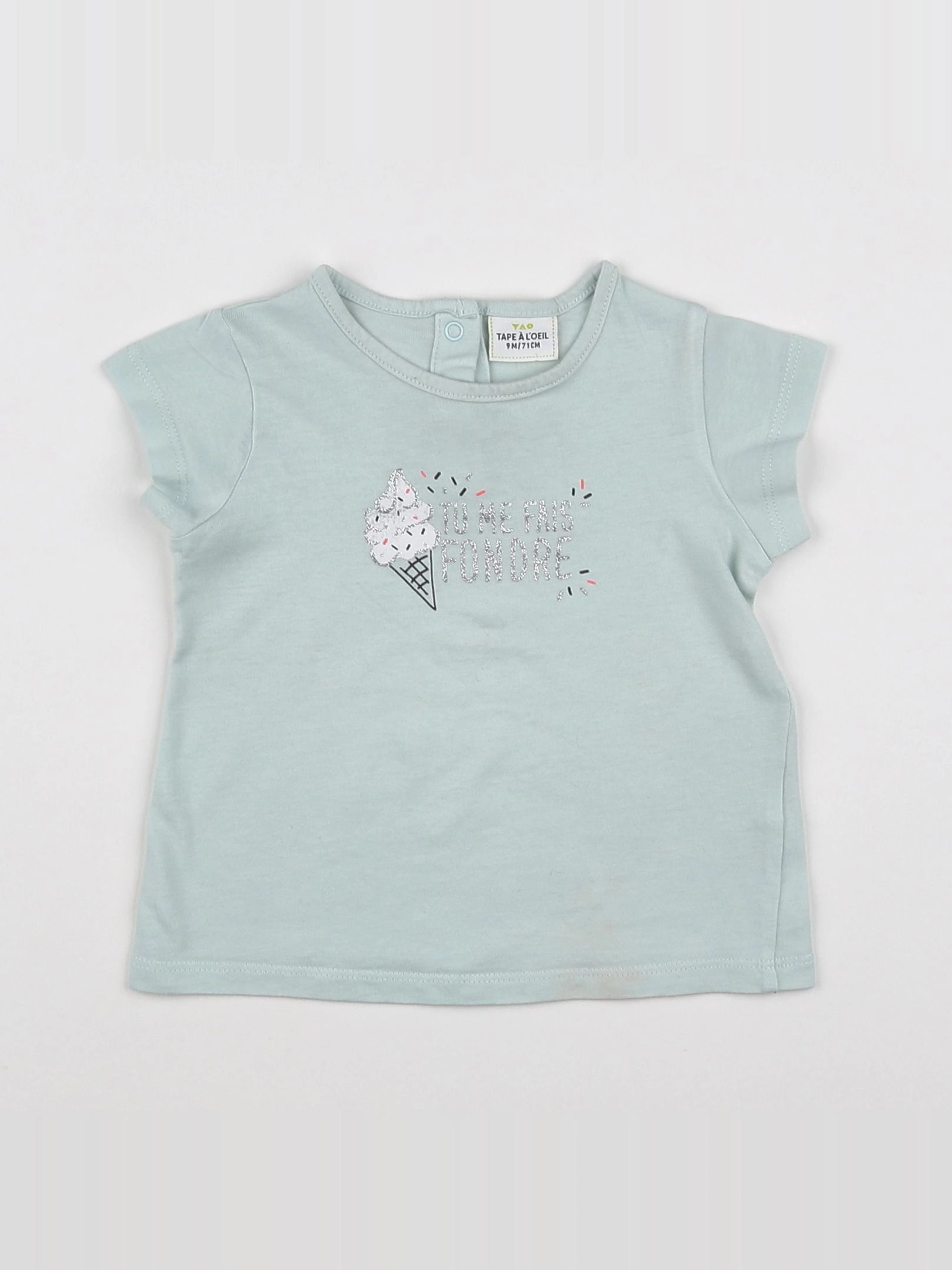Tape à l'oeil - tee-shirt vert, argent - 9 mois
