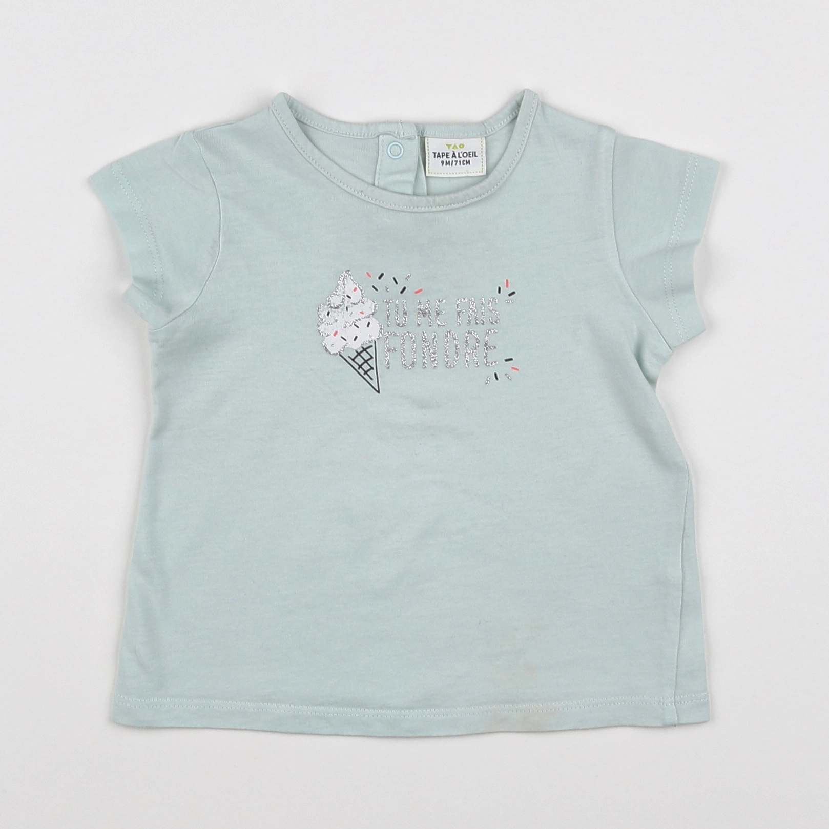 Tape à l'oeil - tee-shirt vert, argent - 9 mois