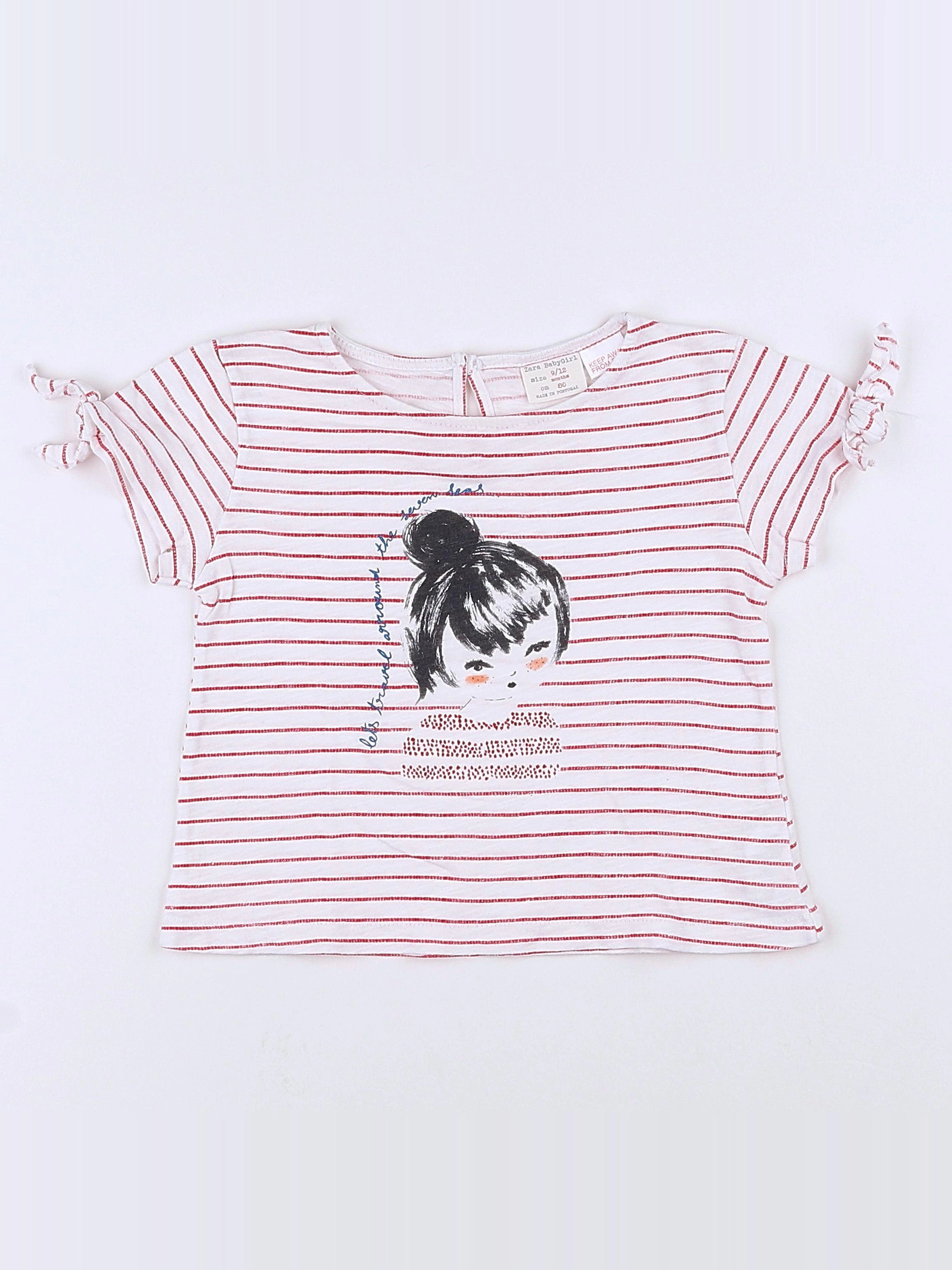 Zara - tee-shirt bleu, rouge - 9/12 mois