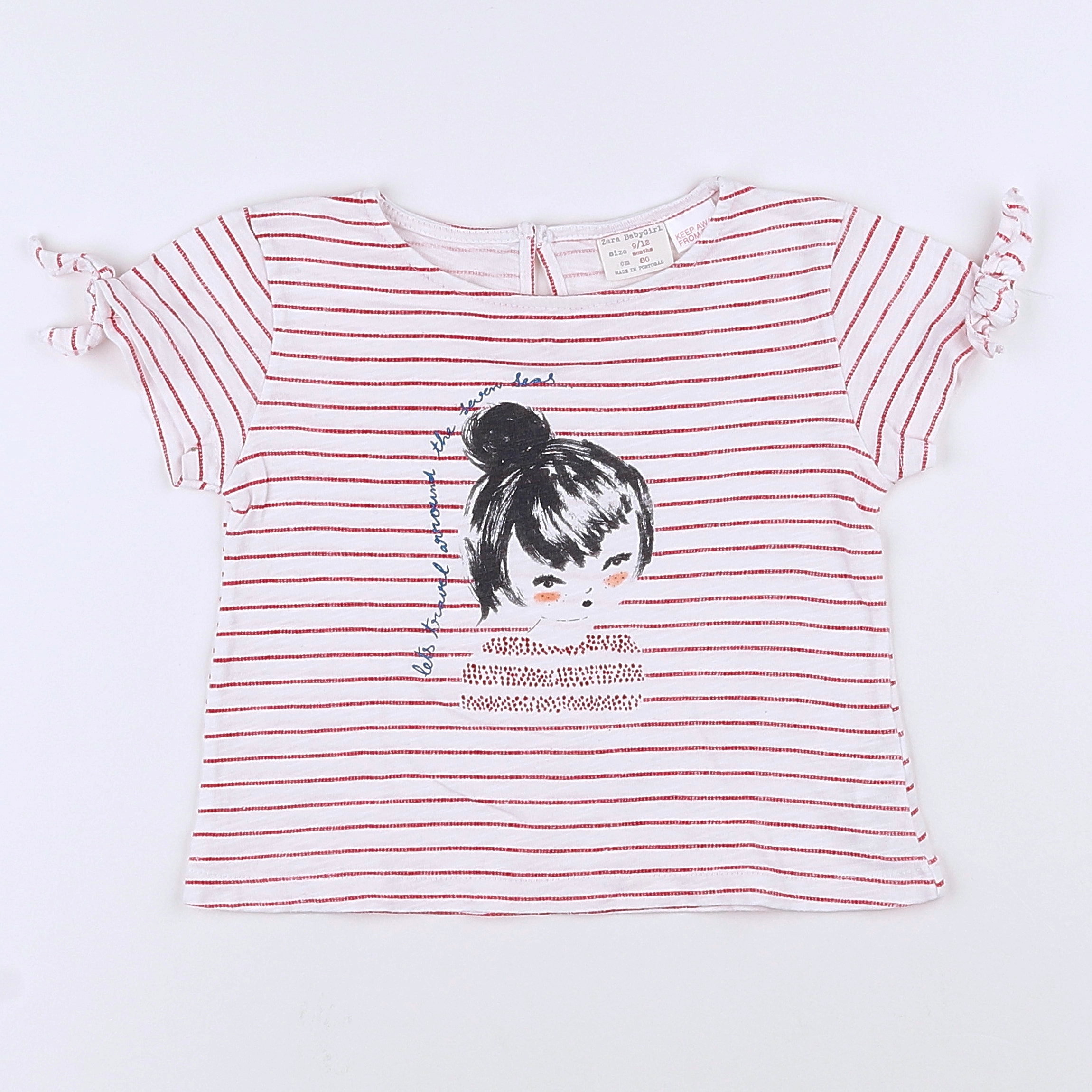 Zara - tee-shirt bleu, rouge - 9/12 mois