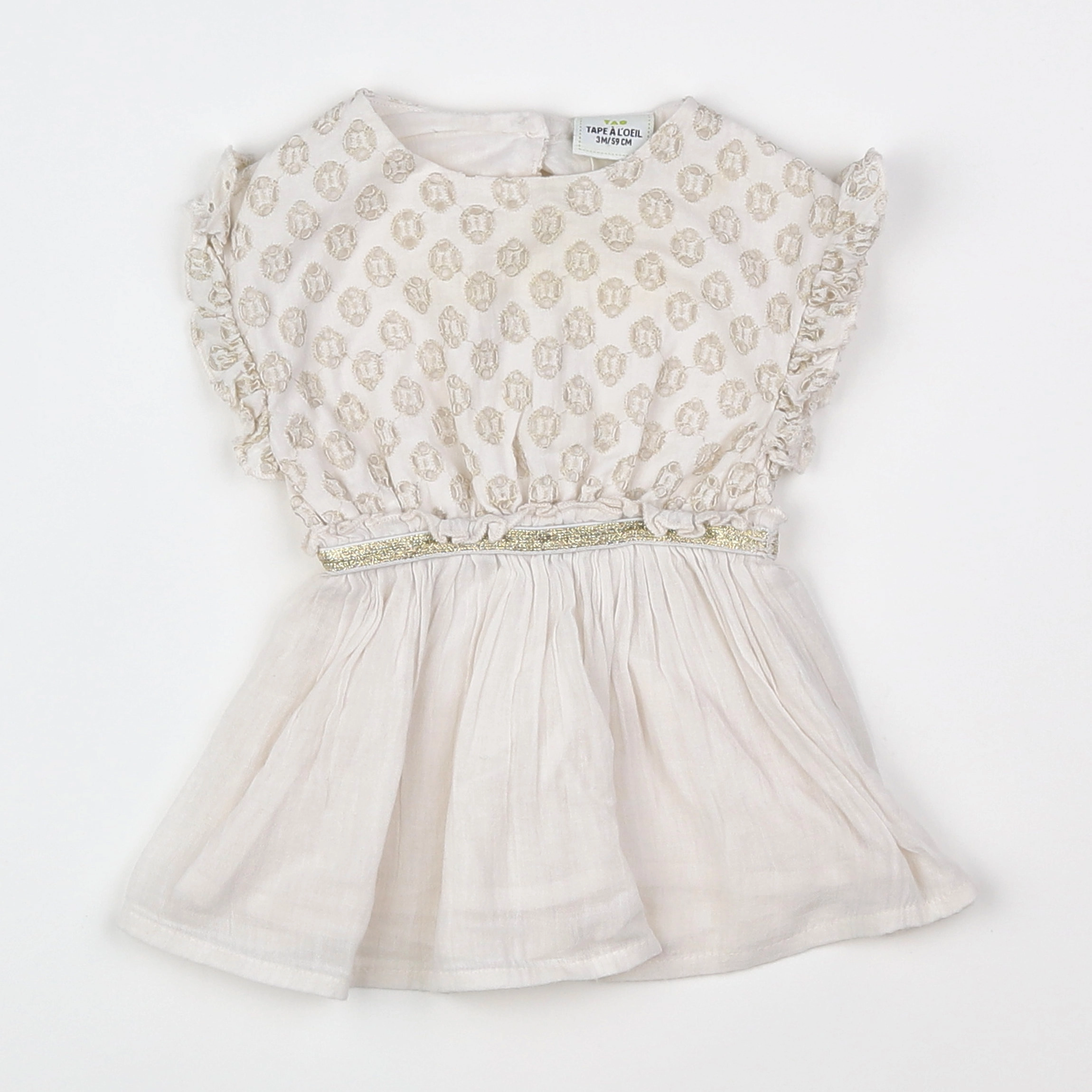 Tape à l'oeil - robe blanc, or - 3 mois