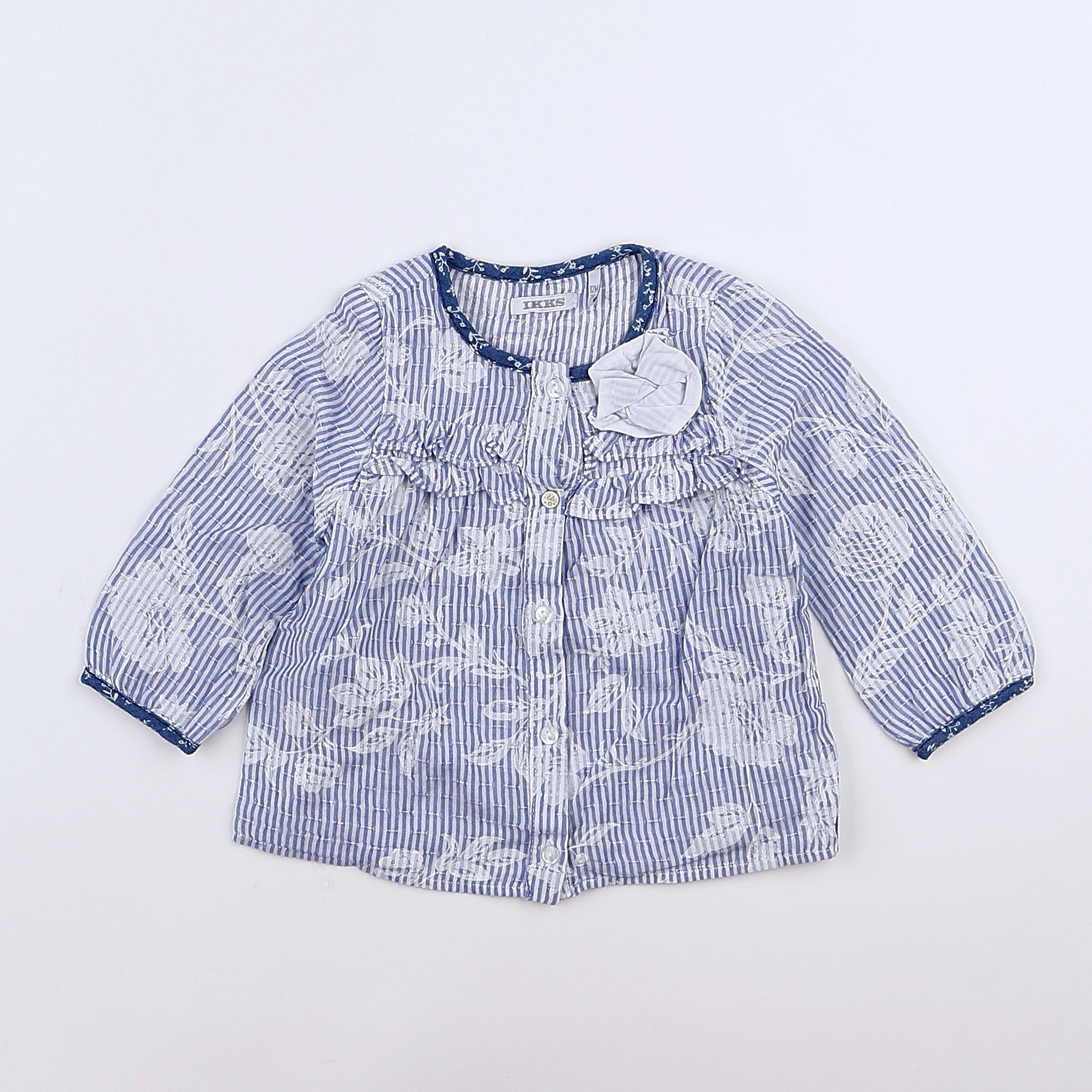 IKKS - blouse bleu - 12 mois