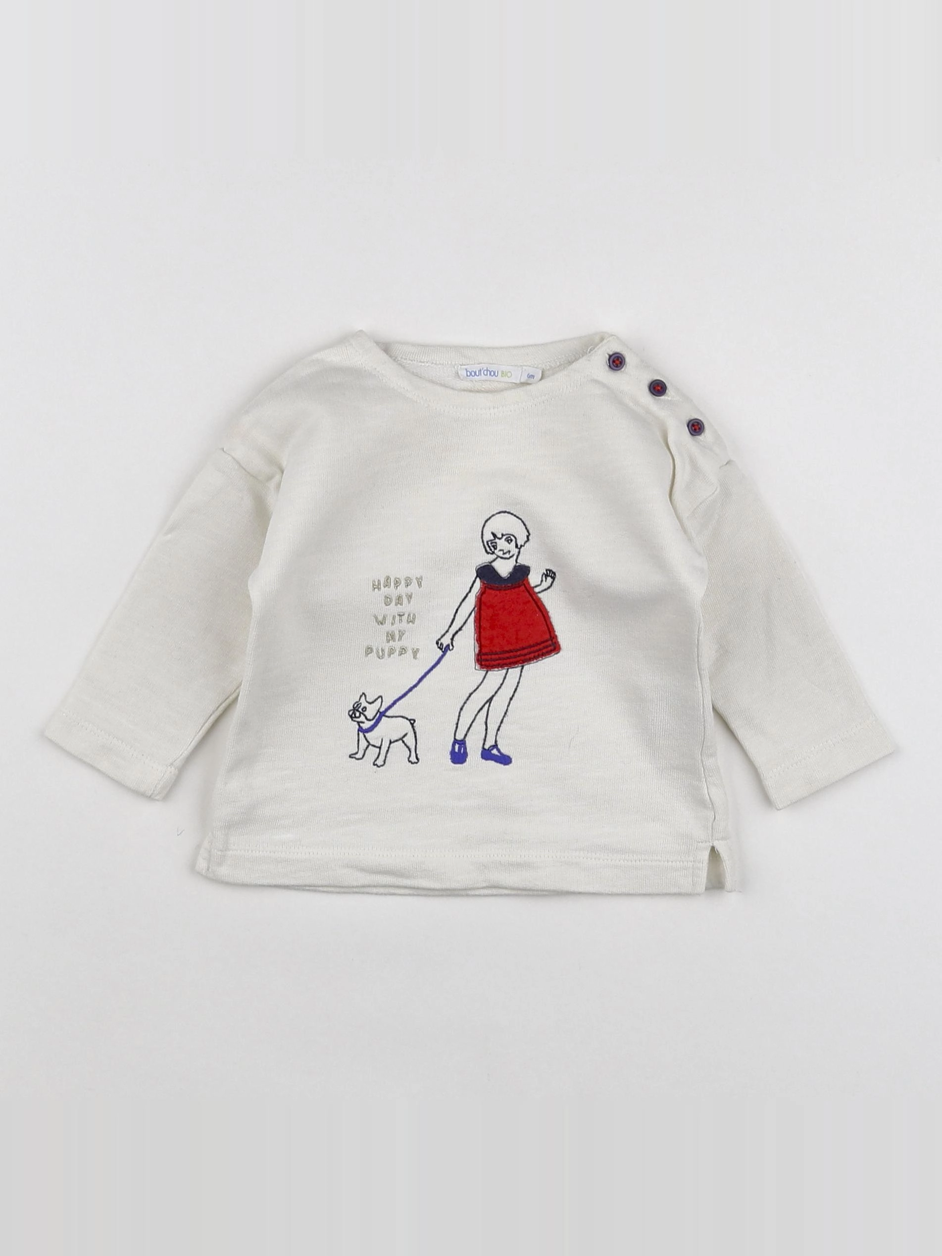 Boutchou - tee-shirt blanc - 6 mois